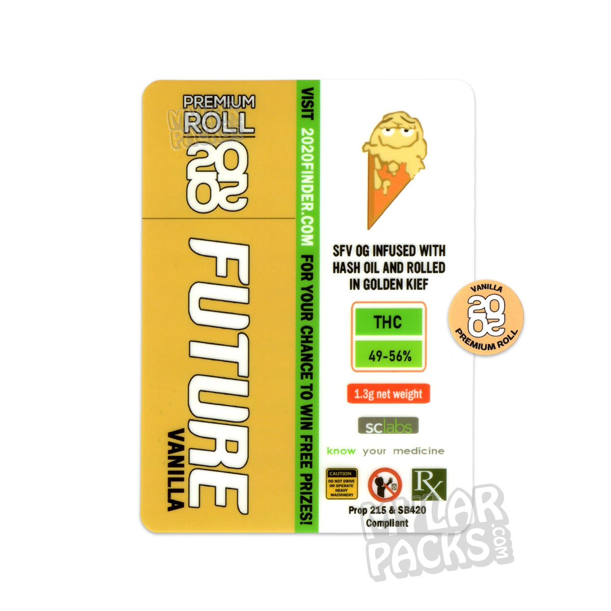 Preroll individual vacío Future Vanilla Premium 2020 con tubo de vidrio Pyrex para hierbas
