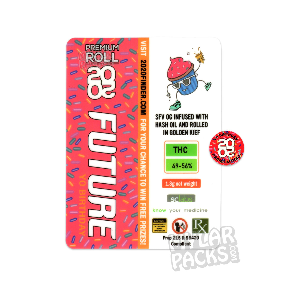 Preroll individual vacío premium de Future Yo Birthday 2020 con tubo de vidrio Pyrex para hierbas