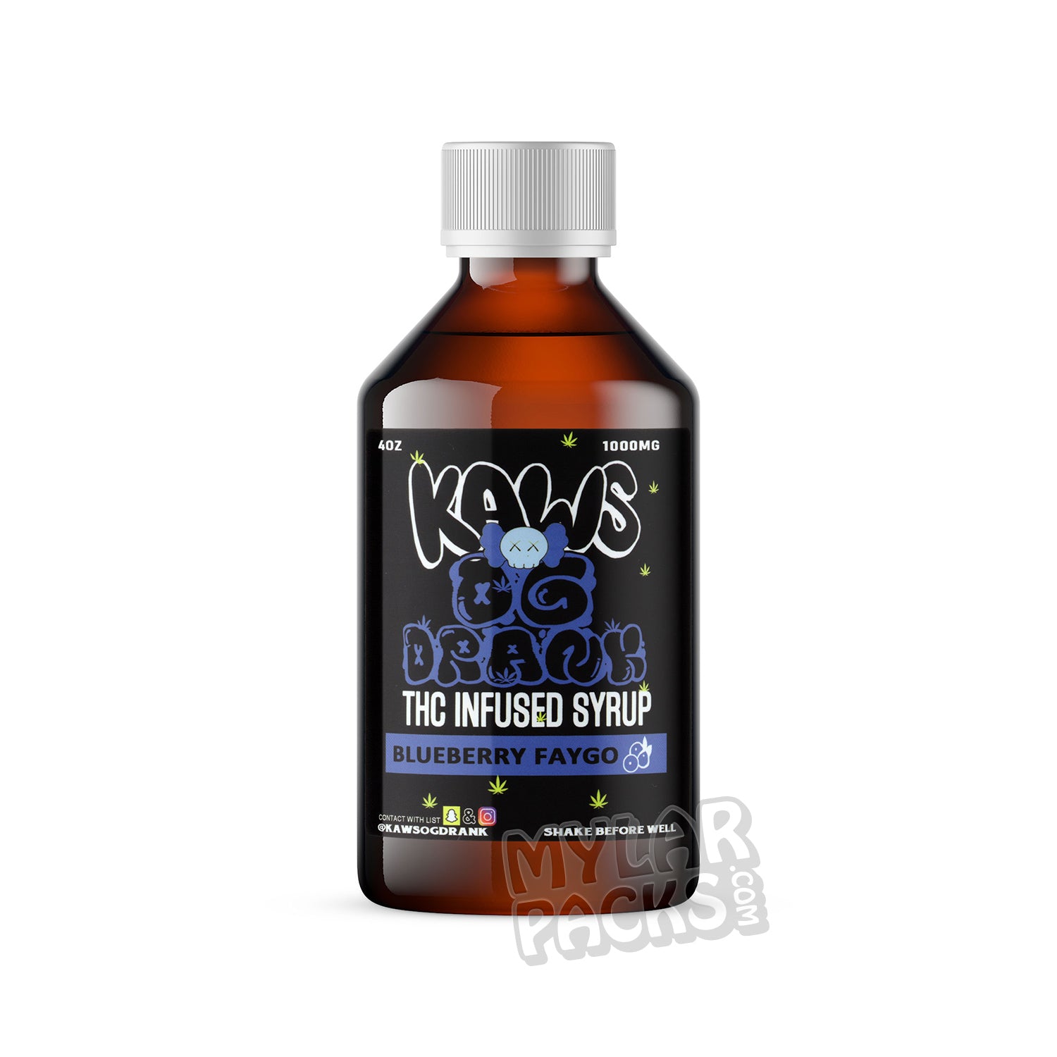 KAWS OG Drank THC Infused Syrup Empty Cannabis Lean Drink Labels Stickers