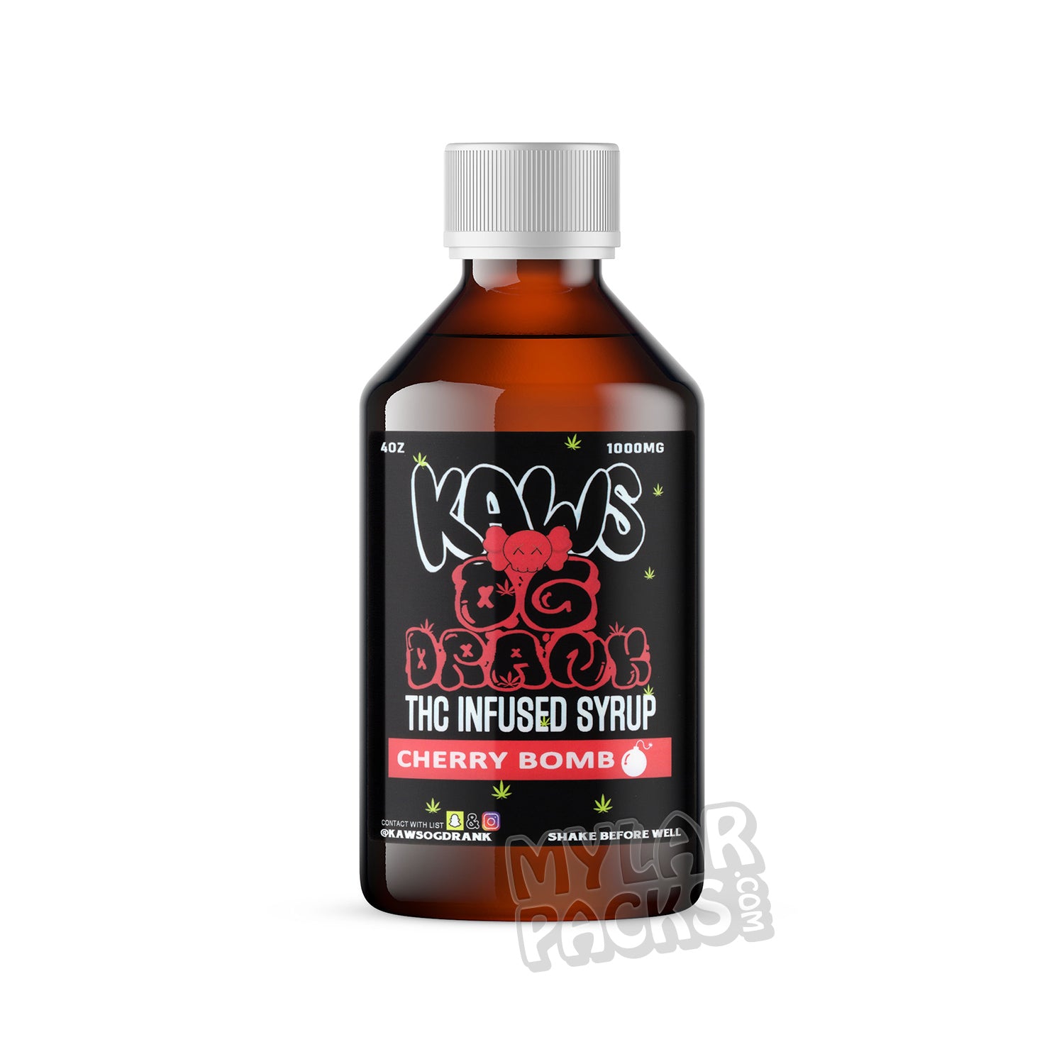 KAWS OG Drank THC Infused Syrup Empty Cannabis Lean Drink Labels Stickers