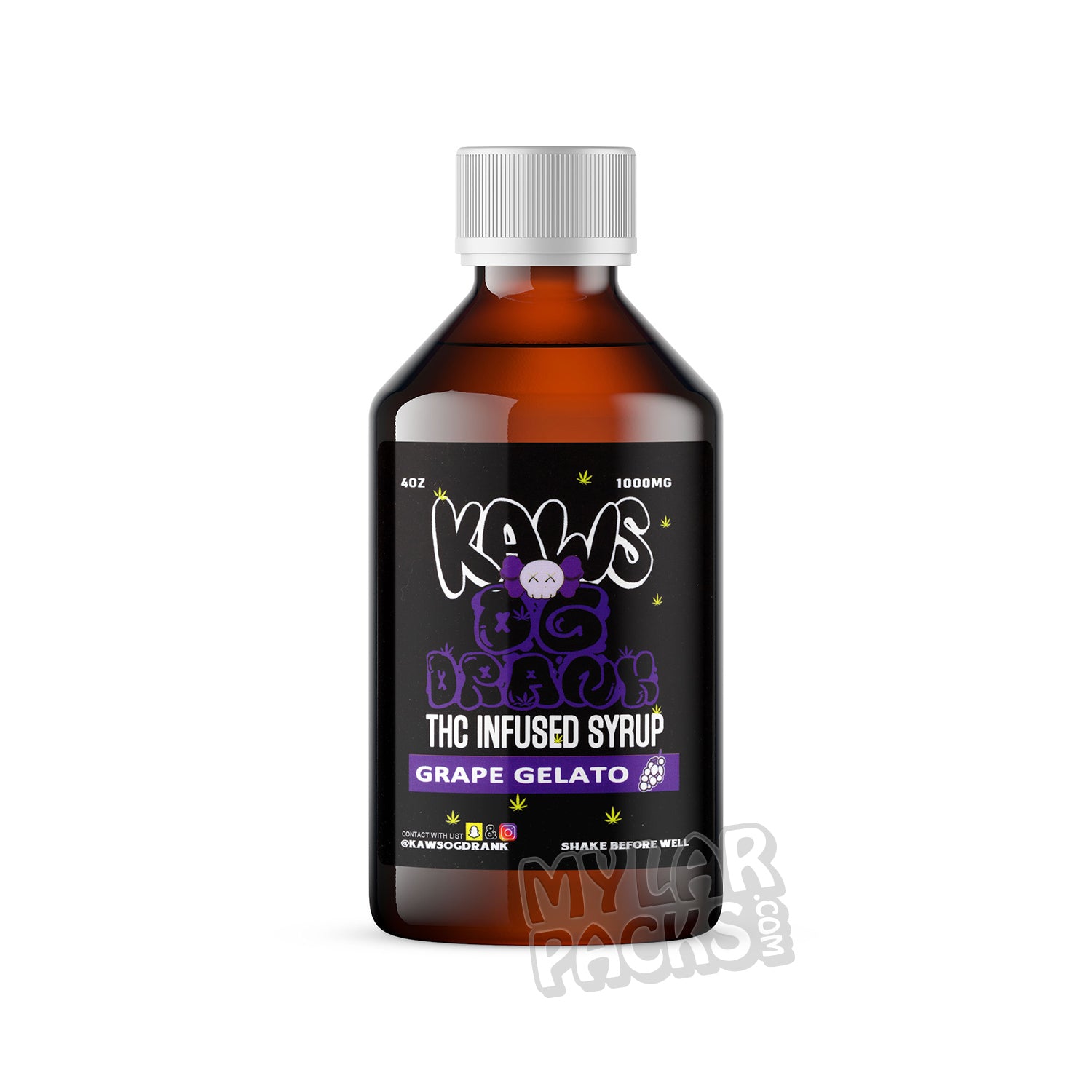 KAWS OG Drank THC Infused Syrup Empty Cannabis Lean Drink Labels Stickers
