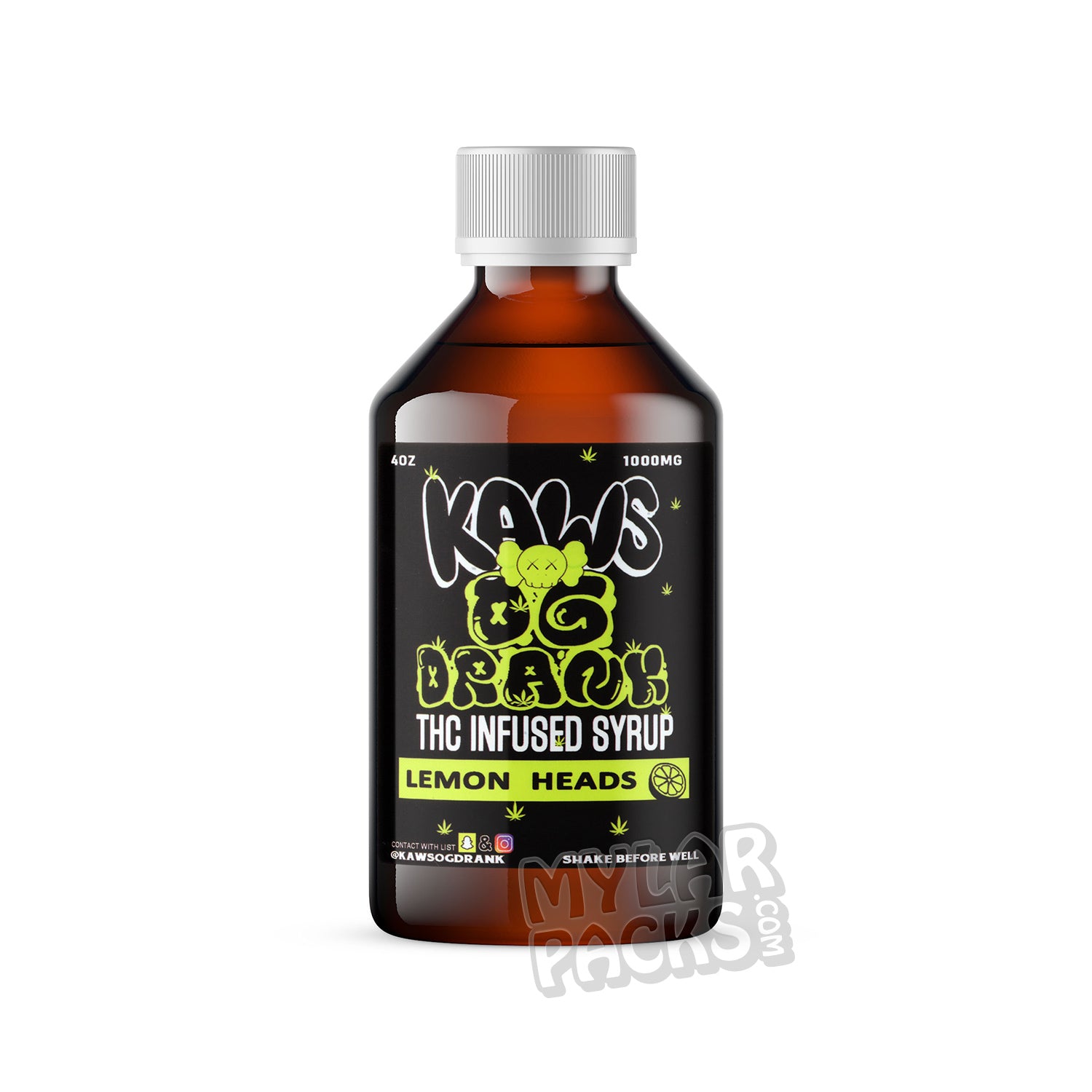 KAWS OG Drank THC Infused Syrup Empty Cannabis Lean Drink Labels Stickers