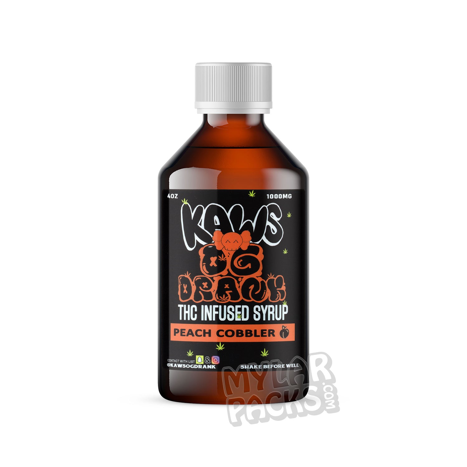 KAWS OG Drank THC Infused Syrup Empty Cannabis Lean Drink Labels Stickers