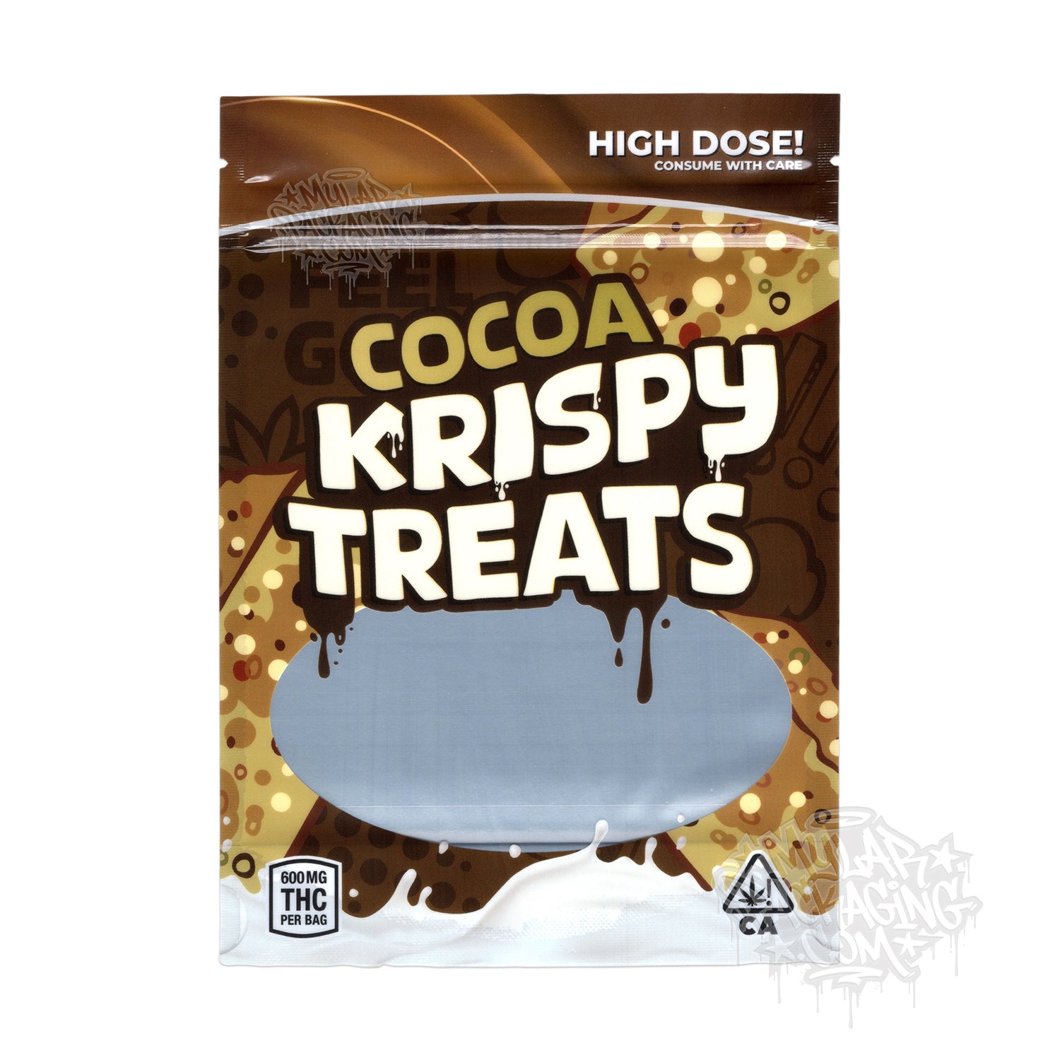 Cocoa Krispy Treats 500mg Empty Edibles Mylar Bags Cereal Snack Packaging