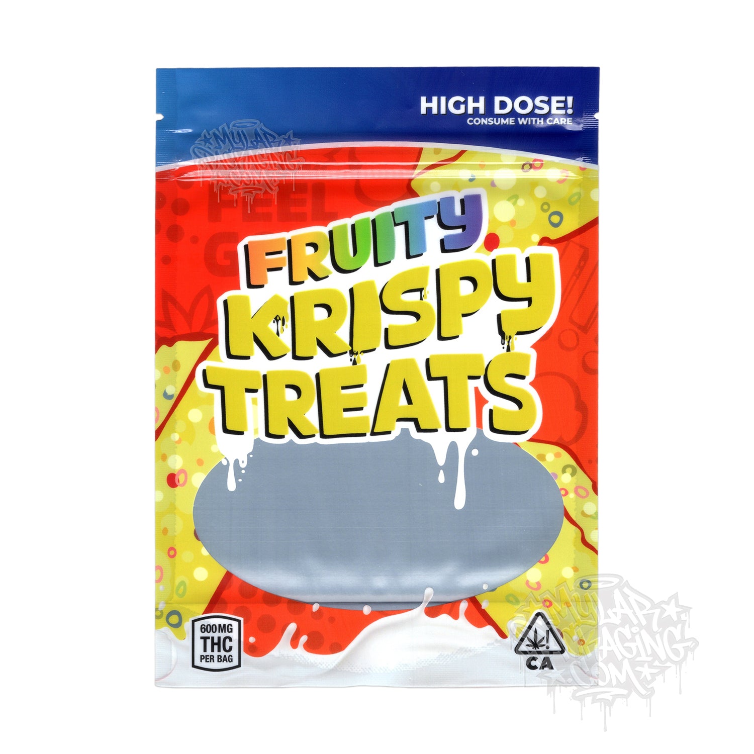 Fruity Krispy Treats 500mg Empty Edibles Mylar Bags Cereal Snack Packaging