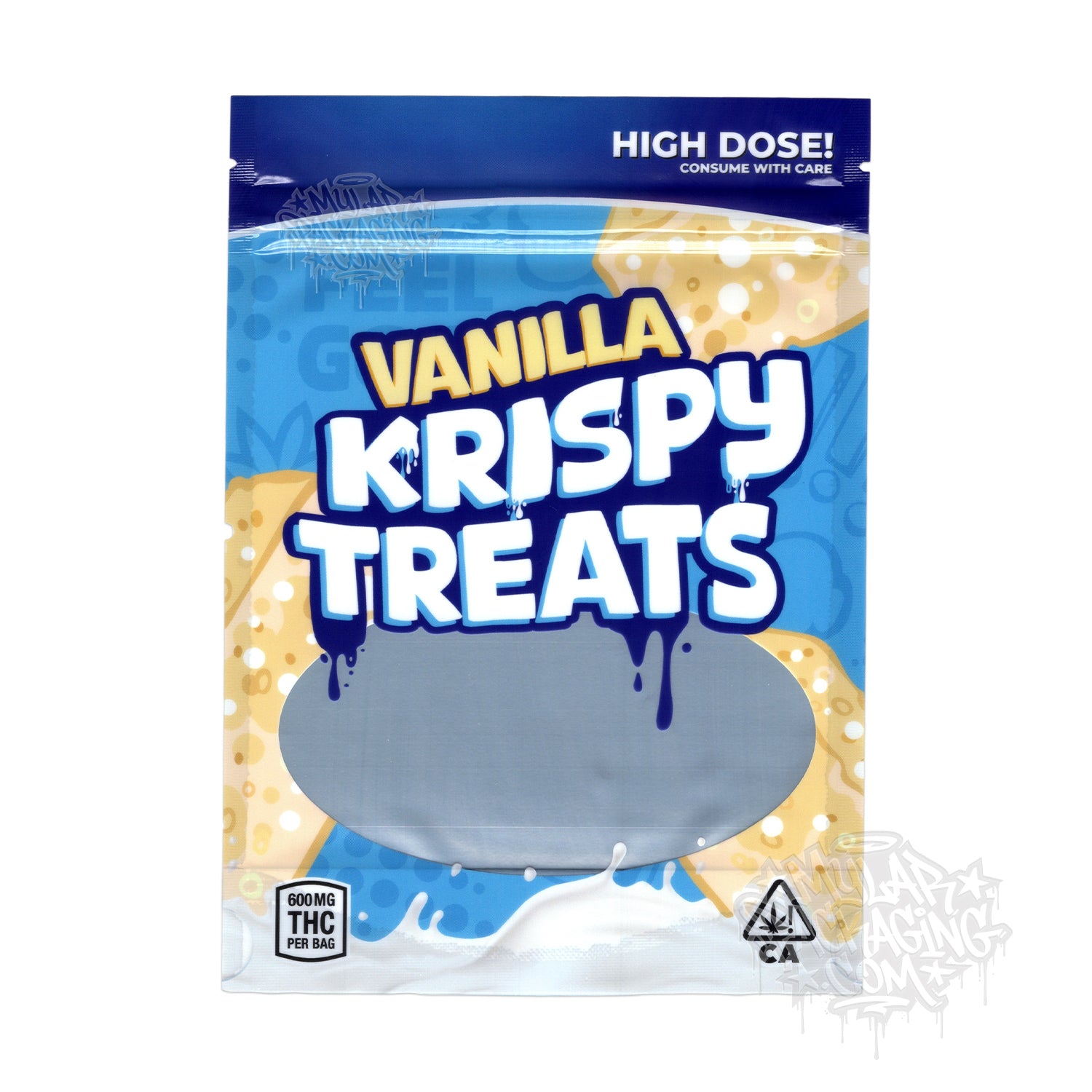 Vanilla Krispy Treats 500mg Empty Edibles Mylar Bags Cereal Snack Packaging