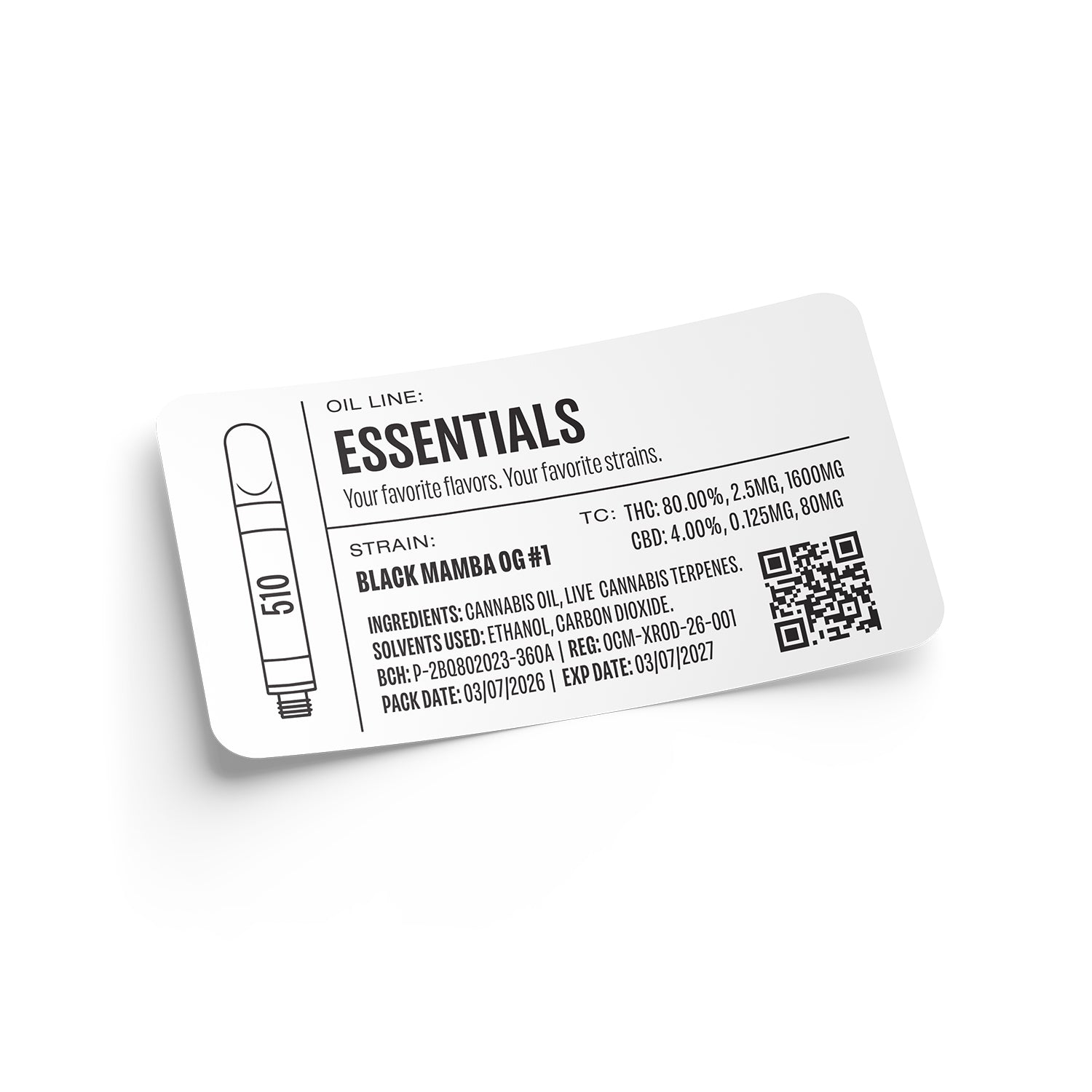 Select Essentials 1ml Empty Vape Cartridge Packaging Mylar Bag Custom Stickers