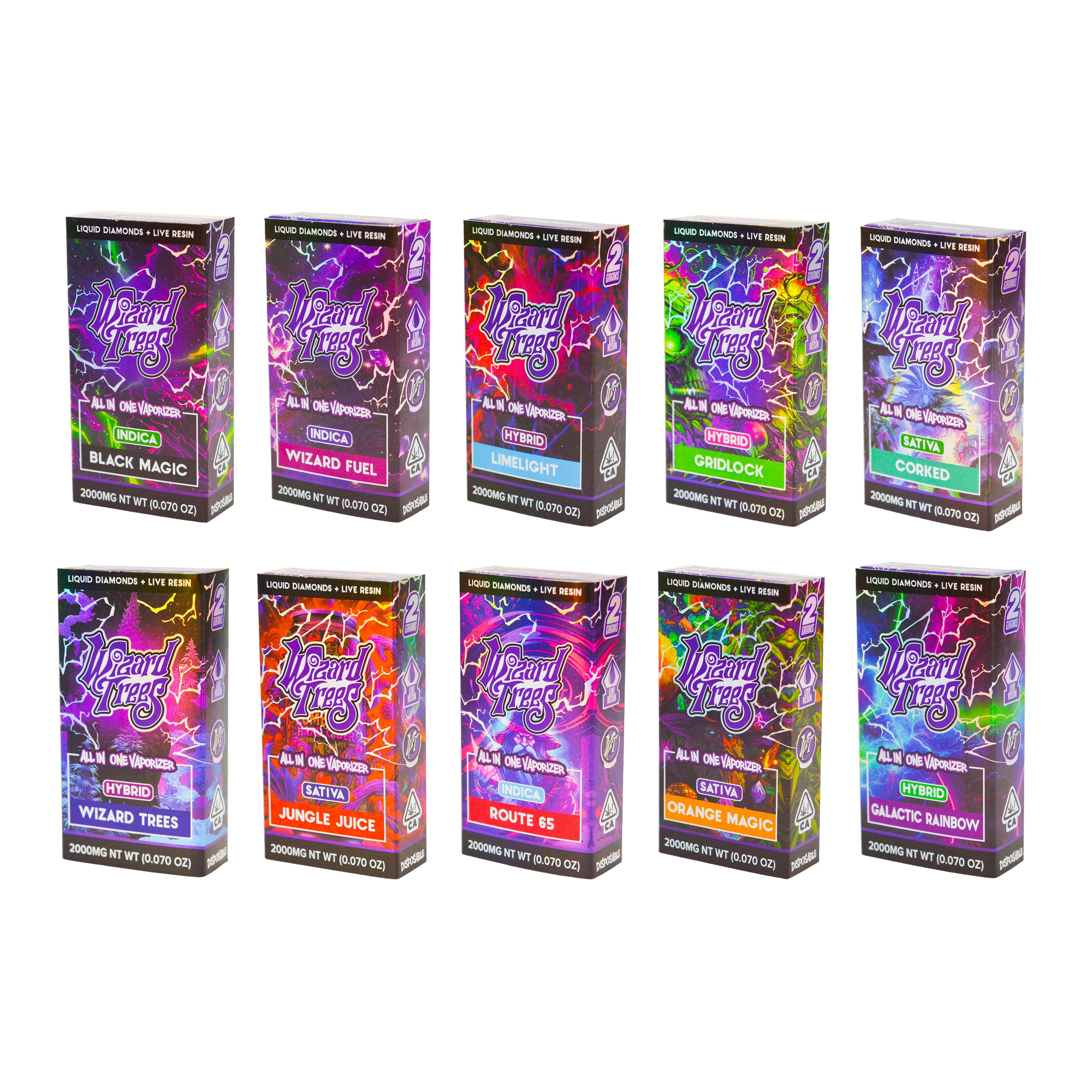 Wizard Trees Disposable Vape 2G Postless Disposable Vapes (500 Units / Per Lot)