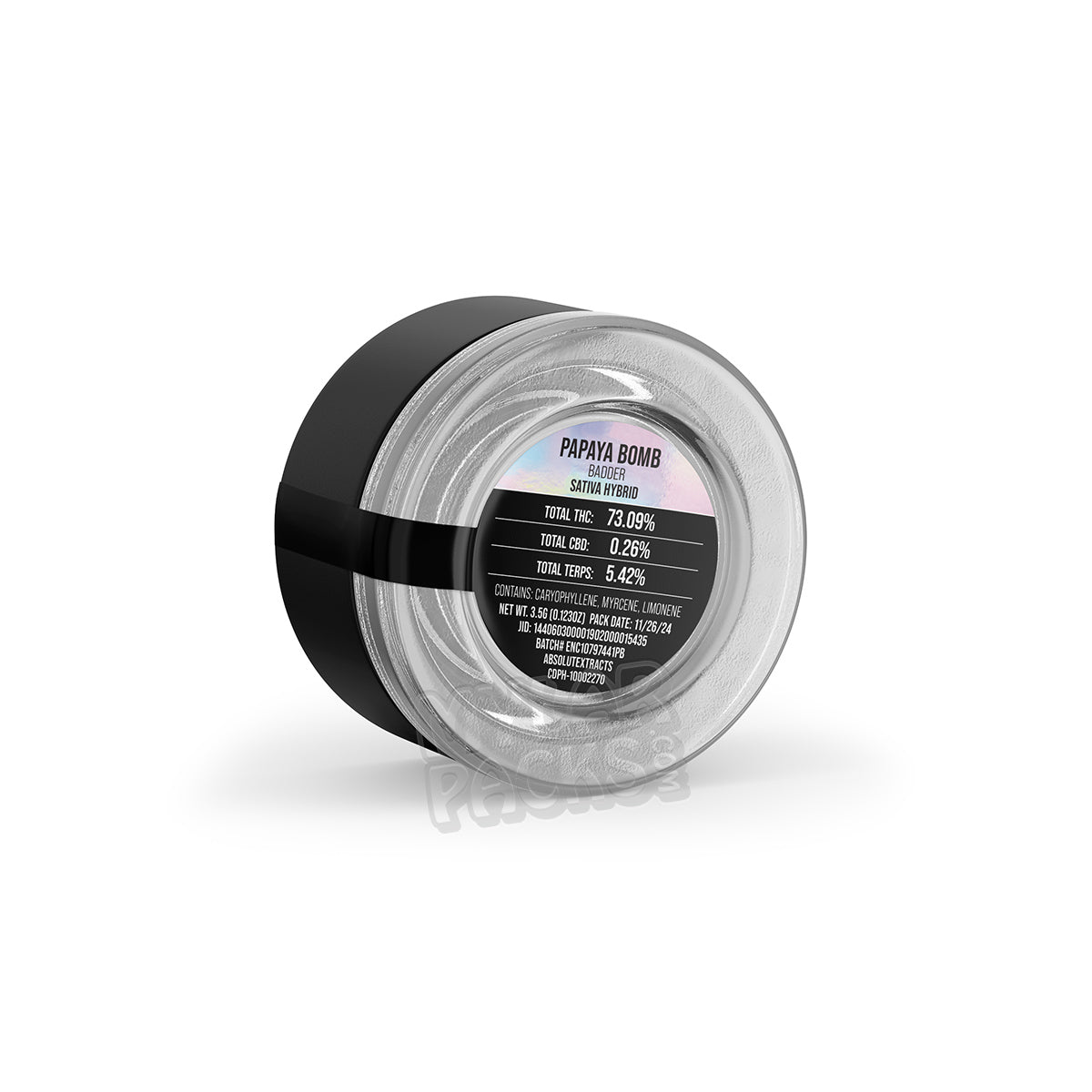 ABX LIVE Resin Badder 3,5 g Frascos de vidrio vacíos a prueba de niños y pegatinas para concentrado