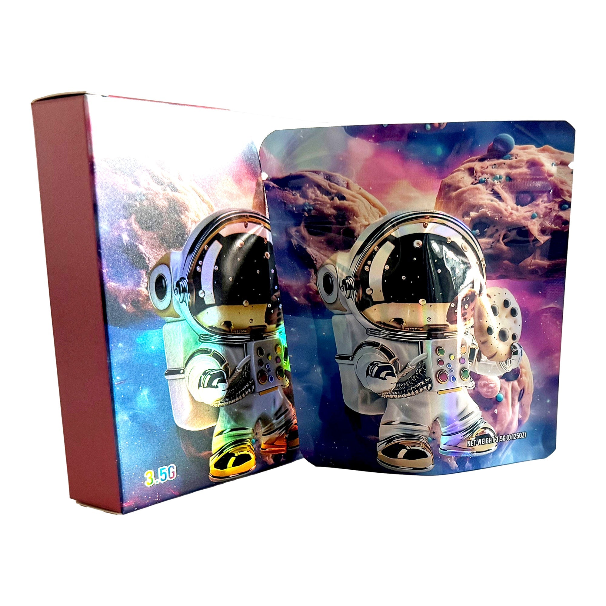 Astronaut Pink Candy 3.5g Holographic Bag with Matching Box Design (500 Units / Per Lot)