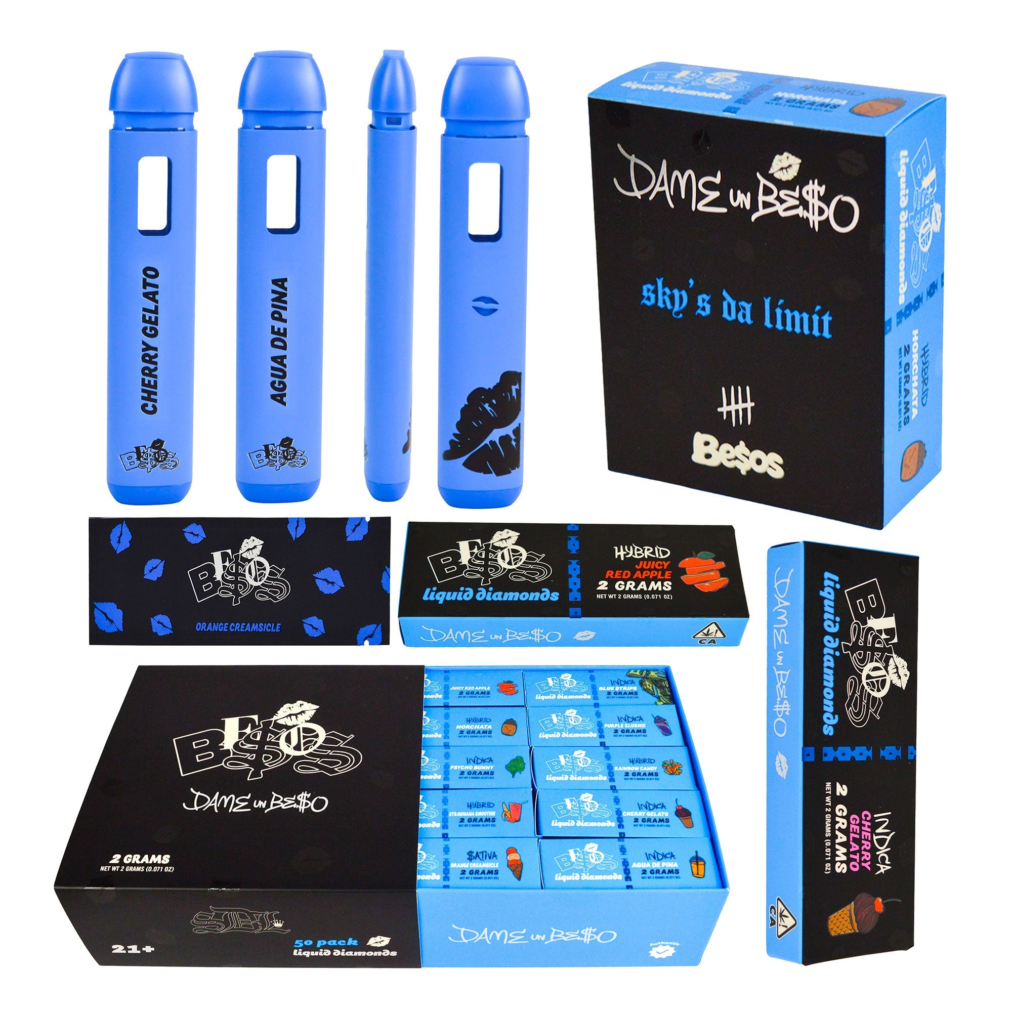 Besos Blue Edition 2g Vape Postless Disposables (500 Units / Per Lot)