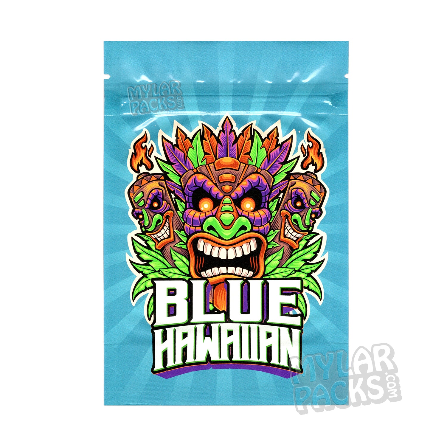 Bolsa universal vacía Blue Hawaiian para hongos de psilocibina, flores de cannabis y embalaje de Mylar