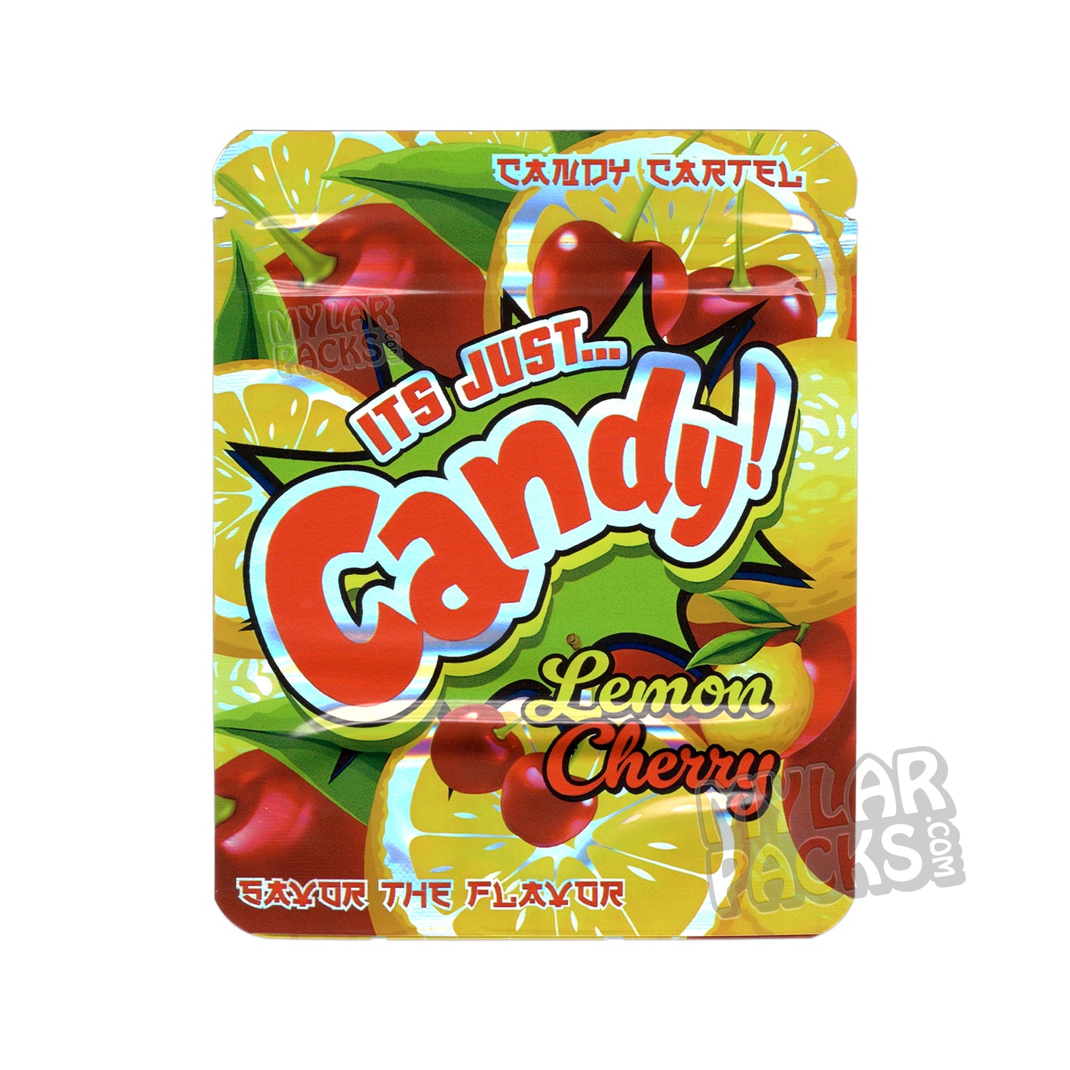 Bolsa de Mylar universal vacía con forma de limón y cereza de Candy Cartel, embalaje para flores comestibles