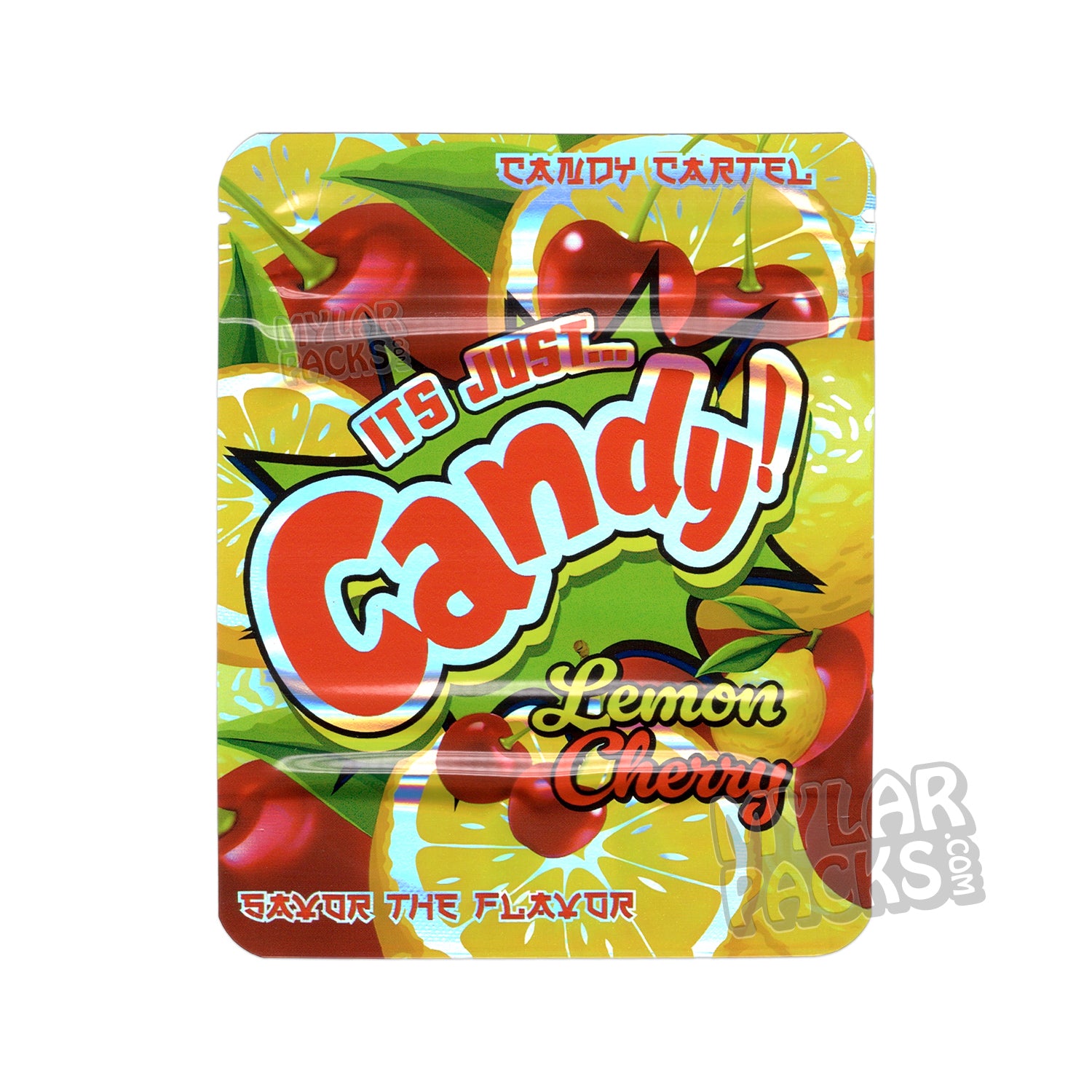 Bolsa de Mylar universal vacía con forma de limón y cereza de Candy Cartel, embalaje para flores comestibles