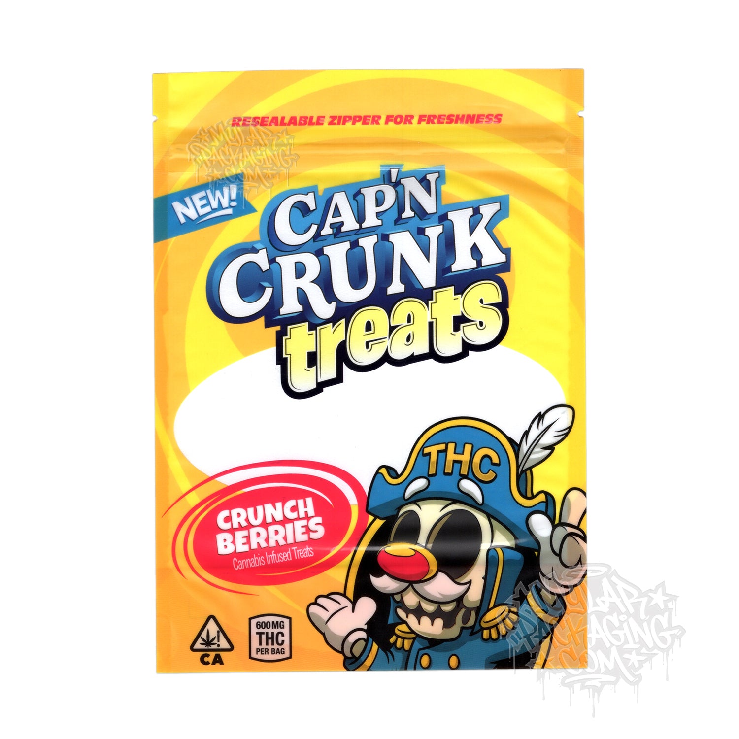 Cap'n Crunk Treats Berries Large 600mg Empty  Mylar Bags Cereal Snack Packaging