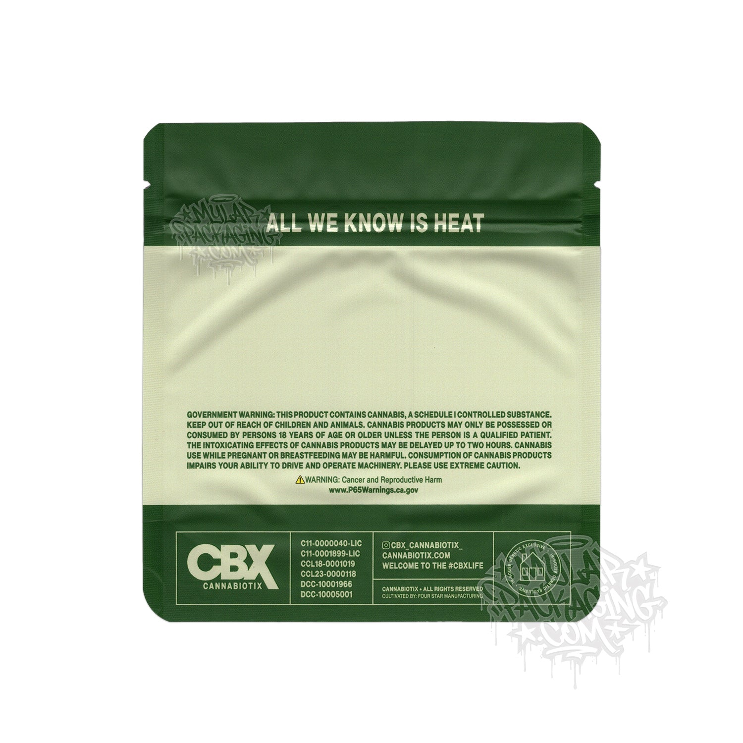 CBX Dispensary Grade 3.5g Empty Smell Proof Mylar Bag with Custom Stickers