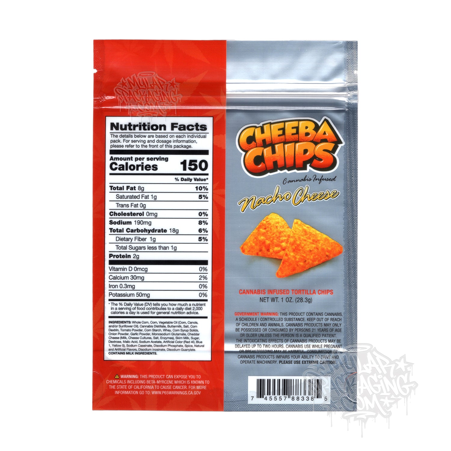 Doritos Nacho Cheese Chips 600 mg Bolsa de Mylar vacía Comestibles Snacks Envases de alimentos