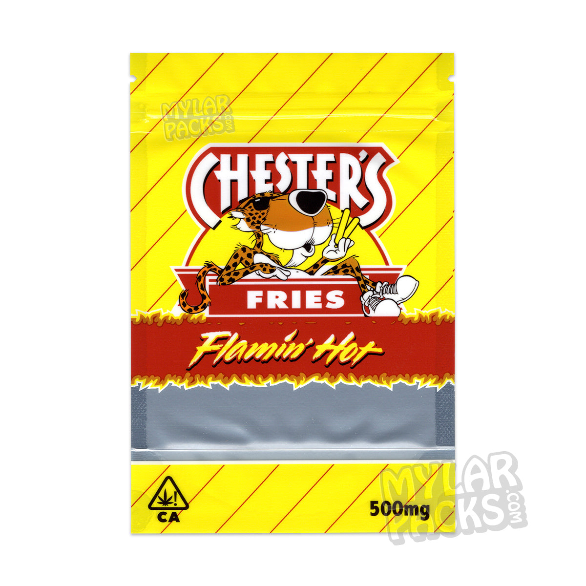 Papas fritas Chester's Flamin' Hot de 500 mg, vacías, comestibles, bolsas de Mylar, empaque para refrigerios