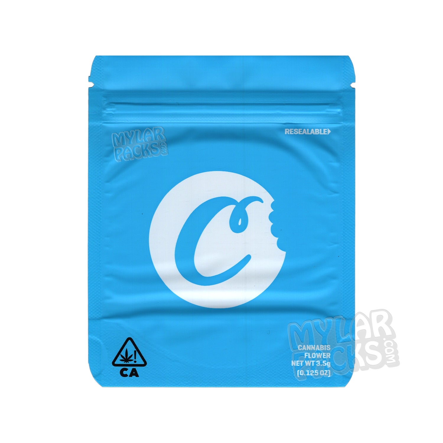 Bolsa de Mylar vacía de 3,5 g, antiolor y con pegatinas personalizadas, para dispensario de galletas.