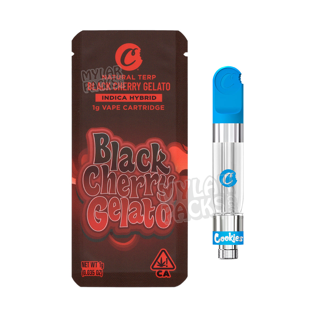 Gelato de cereza negra de Cookies, 1 g, embalaje vacío para vapeo, bolsa de Mylar con pegatinas personalizadas