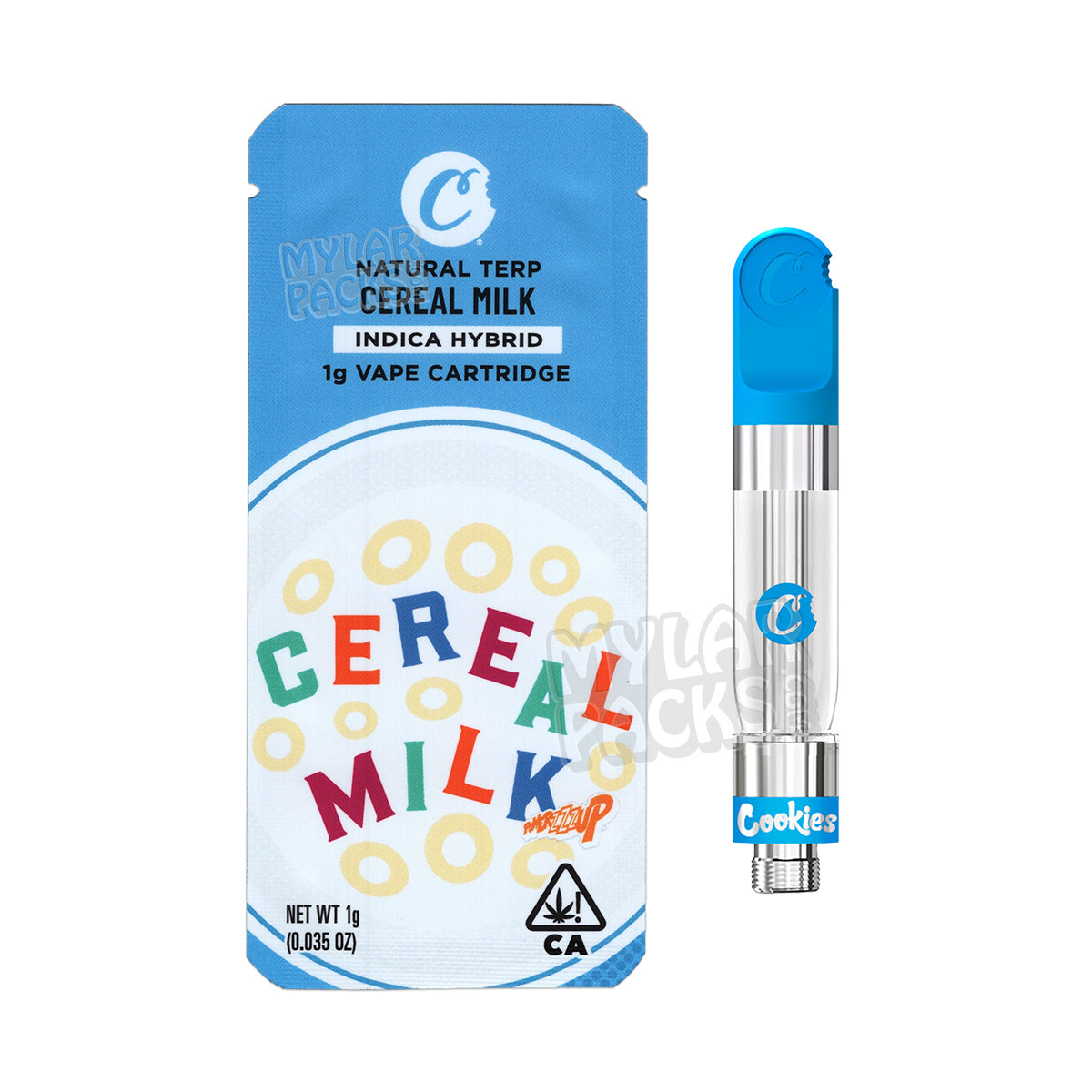 Leche de cereales Cookies, 1 g, embalaje para vapeo vacío, bolsa de Mylar con pegatinas personalizadas