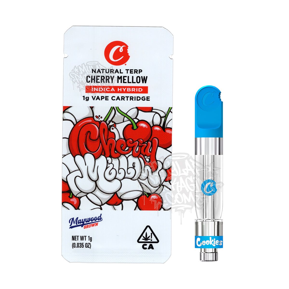 Cherry Mellow by Cookies 1g Empty Vape Cart Packaging Mylar Bag with Custom Stickers