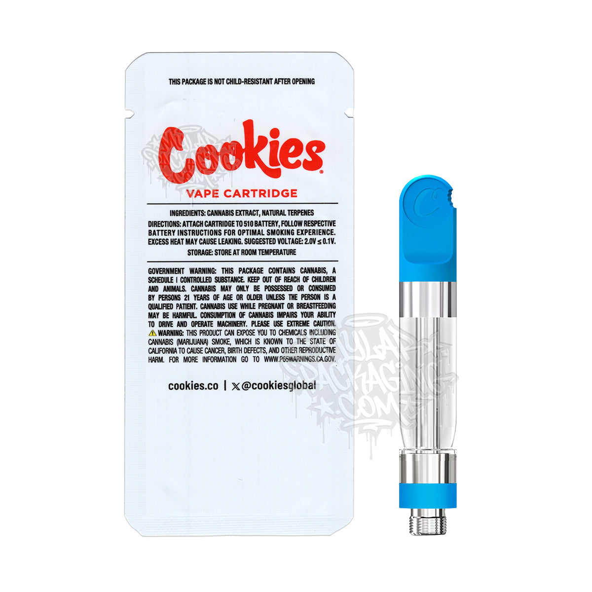 Cherry Mellow by Cookies 1g Empty Vape Cart Packaging Mylar Bag with Custom Stickers