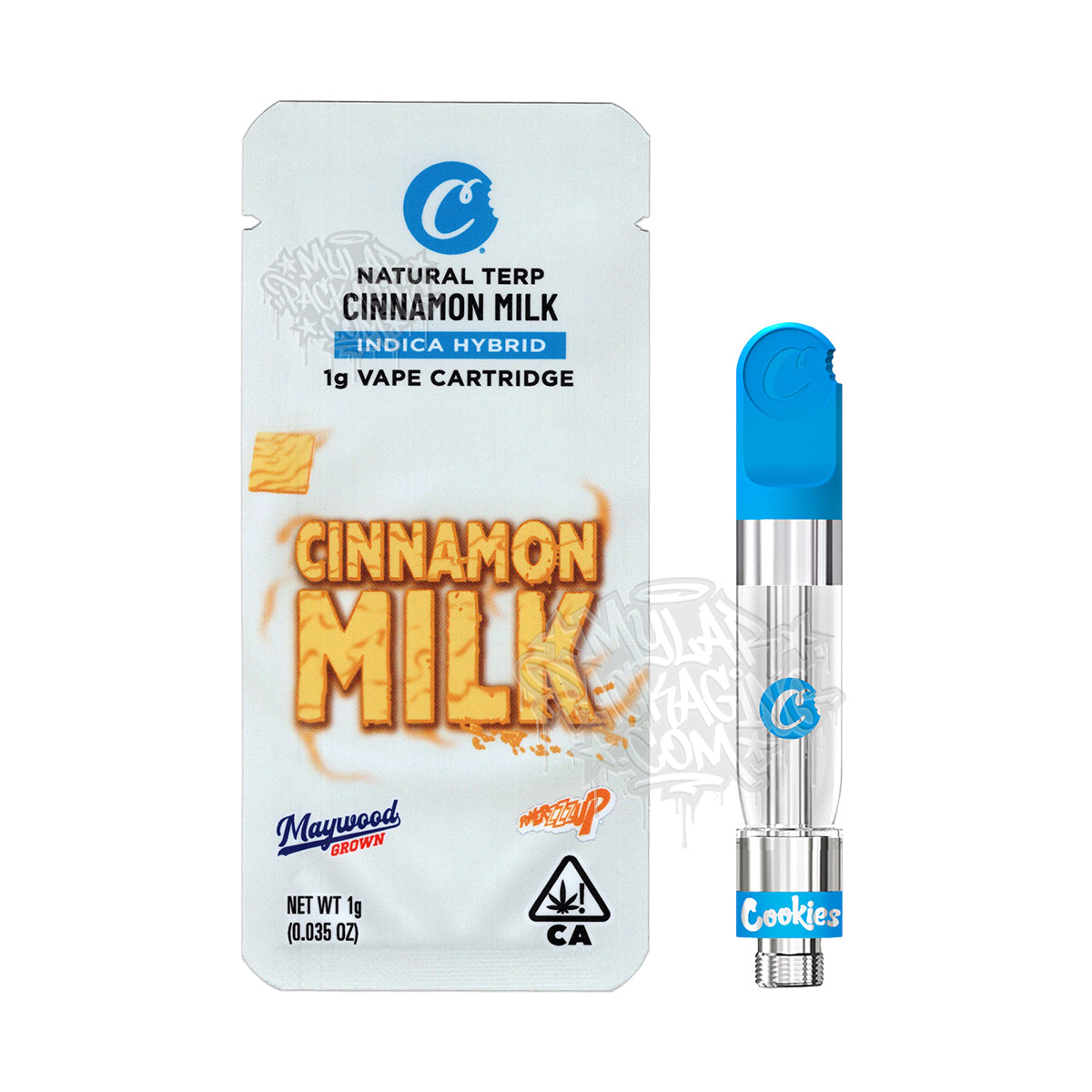 Cinnamon Milk by Cookies 1g Empty Vape Cart Packaging Mylar Bag with Custom Stickers