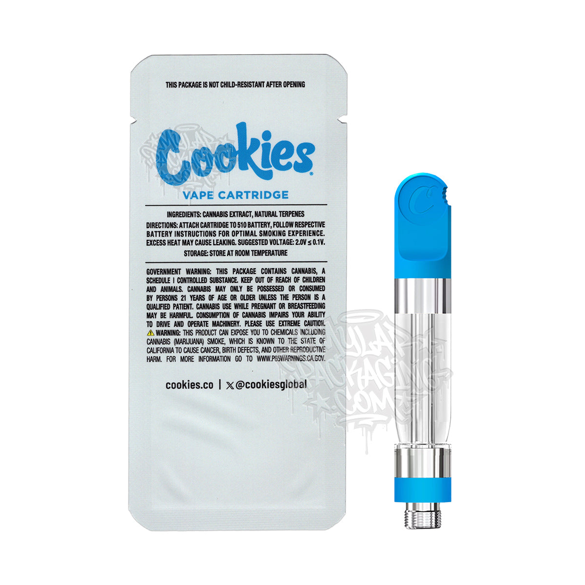 Cinnamon Milk by Cookies 1g Empty Vape Cart Packaging Mylar Bag with Custom Stickers
