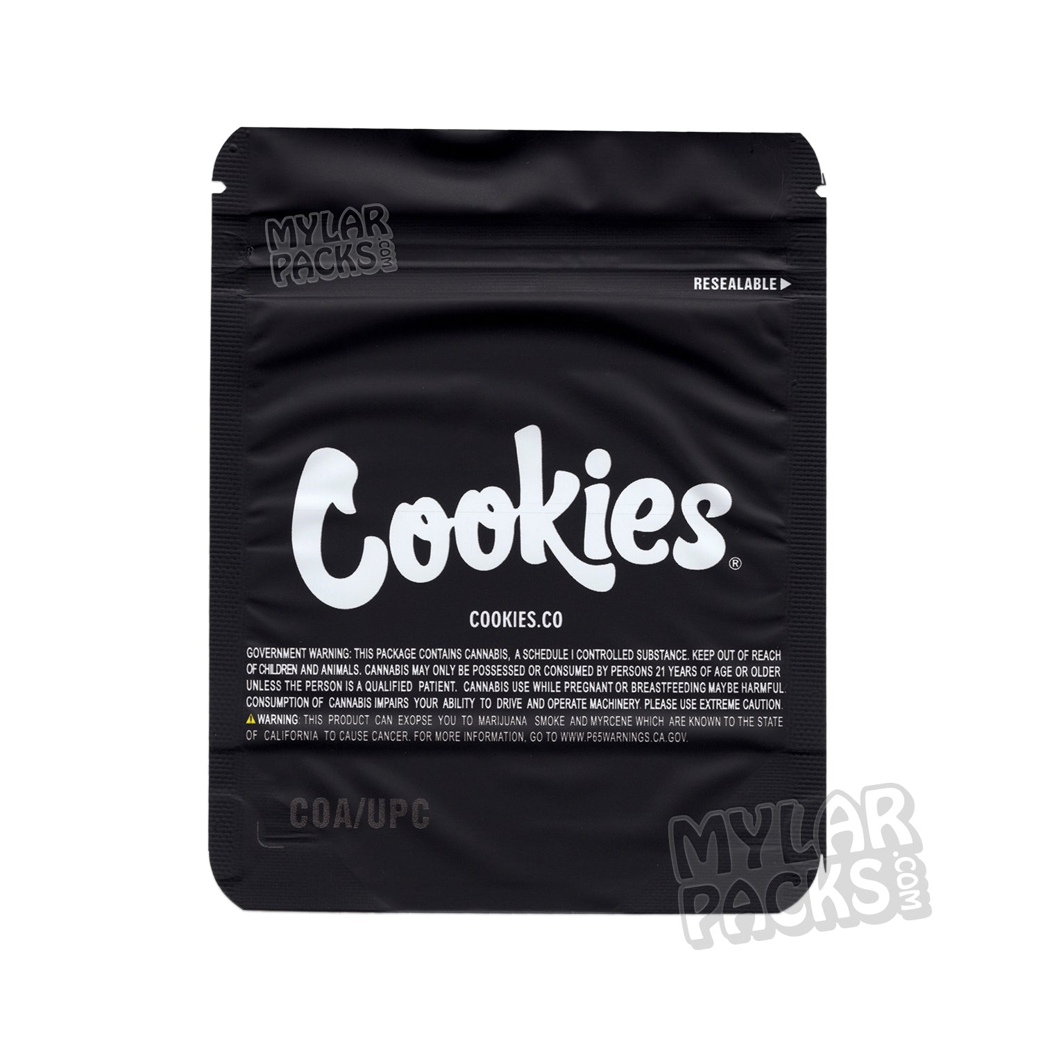 Bolsa de Mylar vacía a prueba de olores Flow White de Cookies, 3,5 g, para flores y hierbas secas