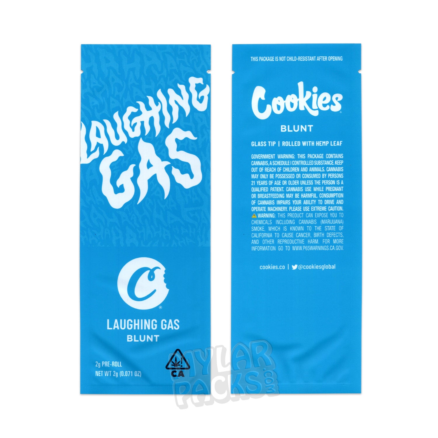 Tubo de la risa de Cookies, 2 g, preenrollado, con punta de vidrio y pegatinas.