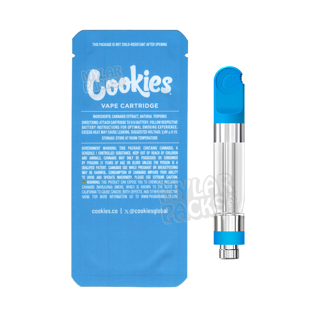 Bolsa de Mylar con pegatinas personalizadas para cartuchos de vapeo vacíos Melted Sherb de Cookies (1 g)