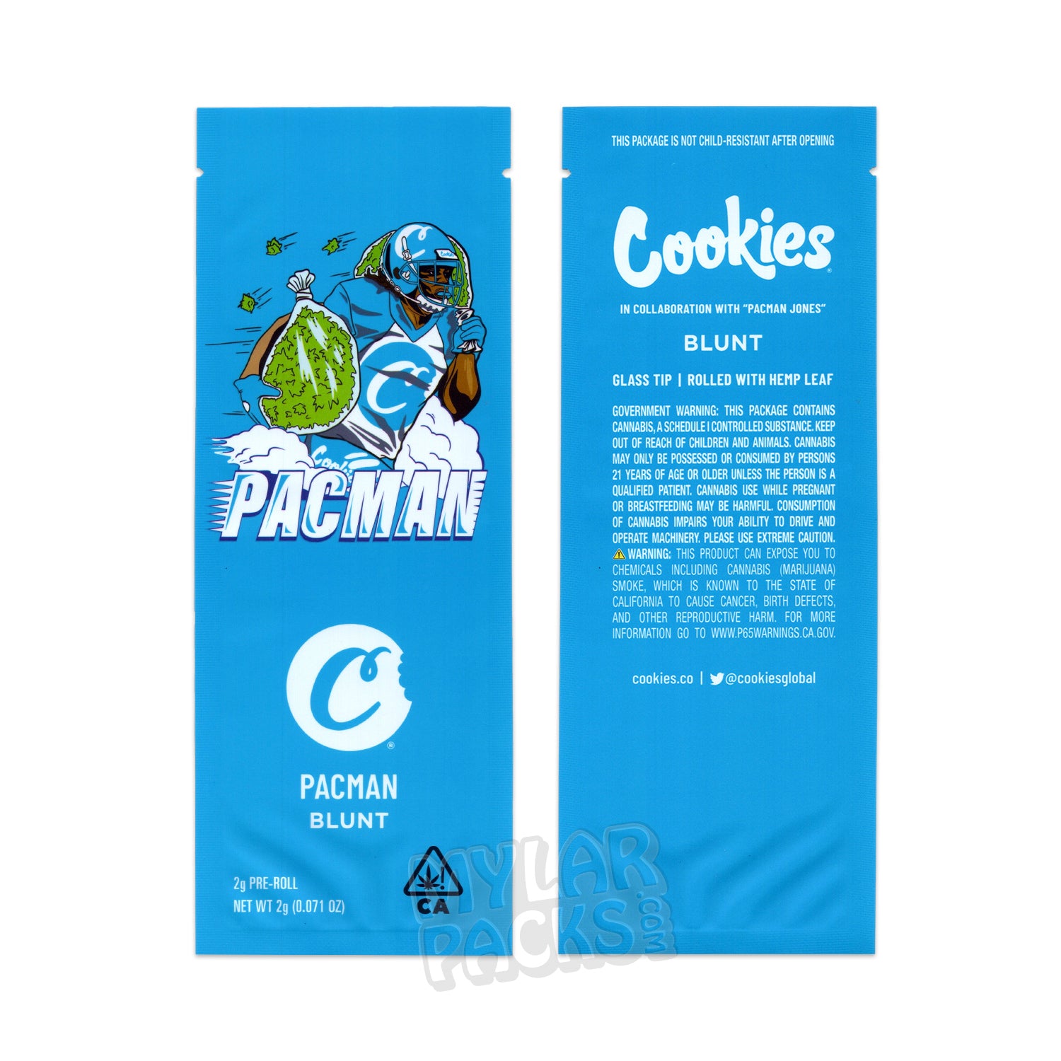 Tubo de vidrio preenrollado Pacman de Cookies de 2 g, empaque vacío, punta y pegatinas