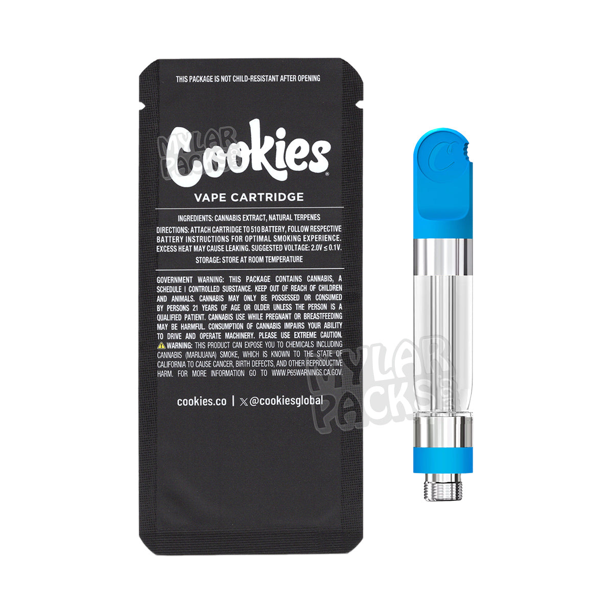 Ridgeline Lantz de Cookies - Cartucho de vapeo vacío de 1 g, bolsa de Mylar con pegatinas personalizadas