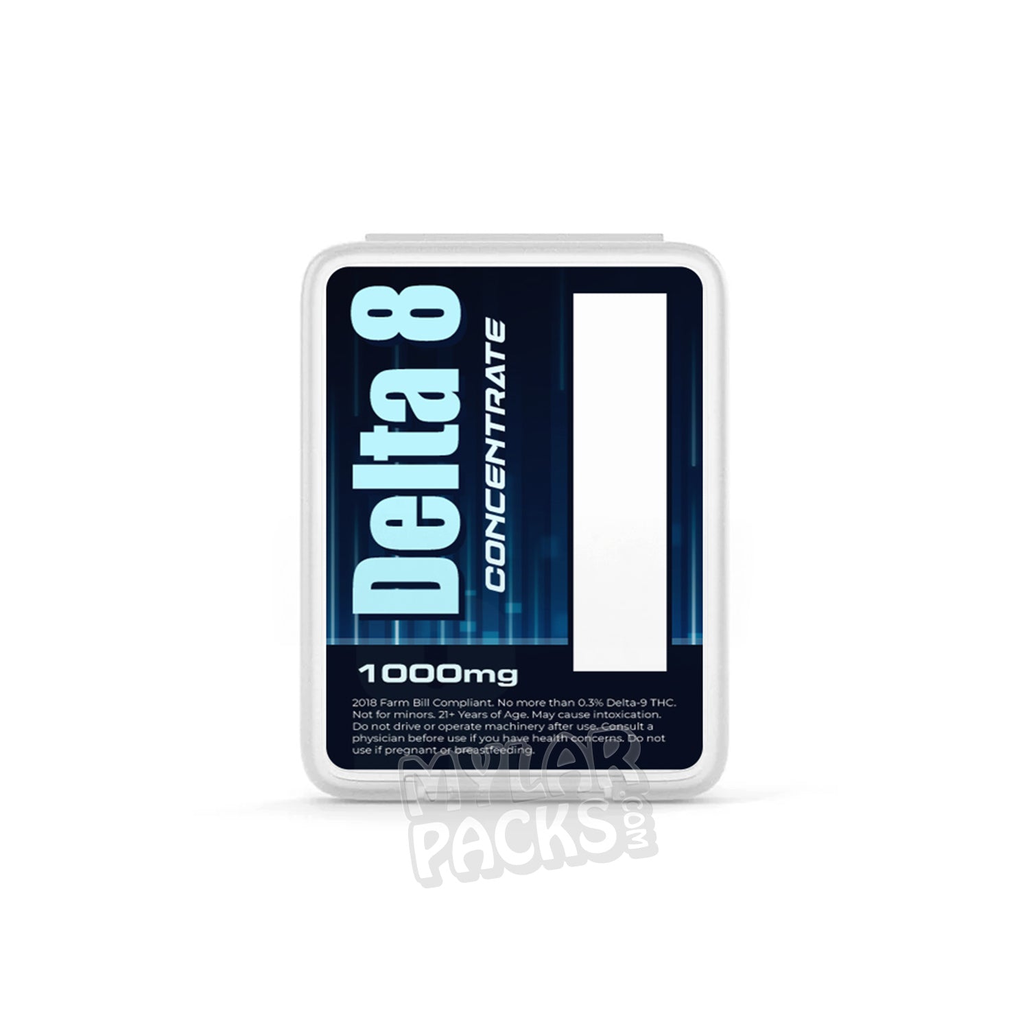 Concentrado de D8/Delta 8 (1 g), caja de plástico vacía con bisagras, para concentrados y extractos.