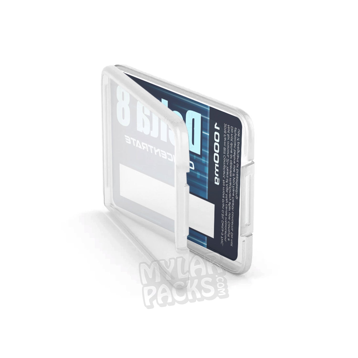 Concentrado de D8/Delta 8 (1 g), caja de plástico vacía con bisagras, para concentrados y extractos.