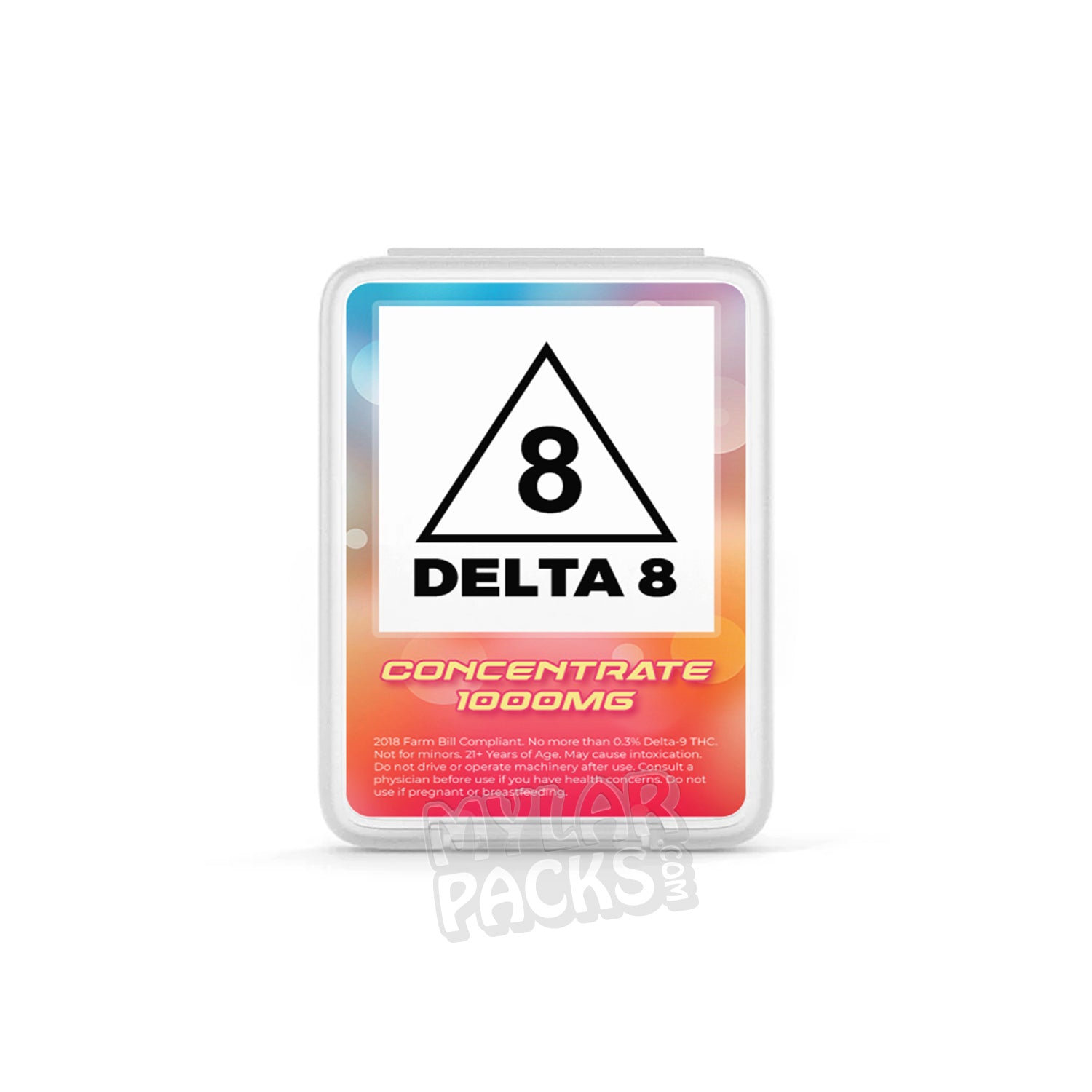 Concentrado Delta 8/D8 (1 g), caja de plástico vacía con bisagras, para concentrados y extractos.