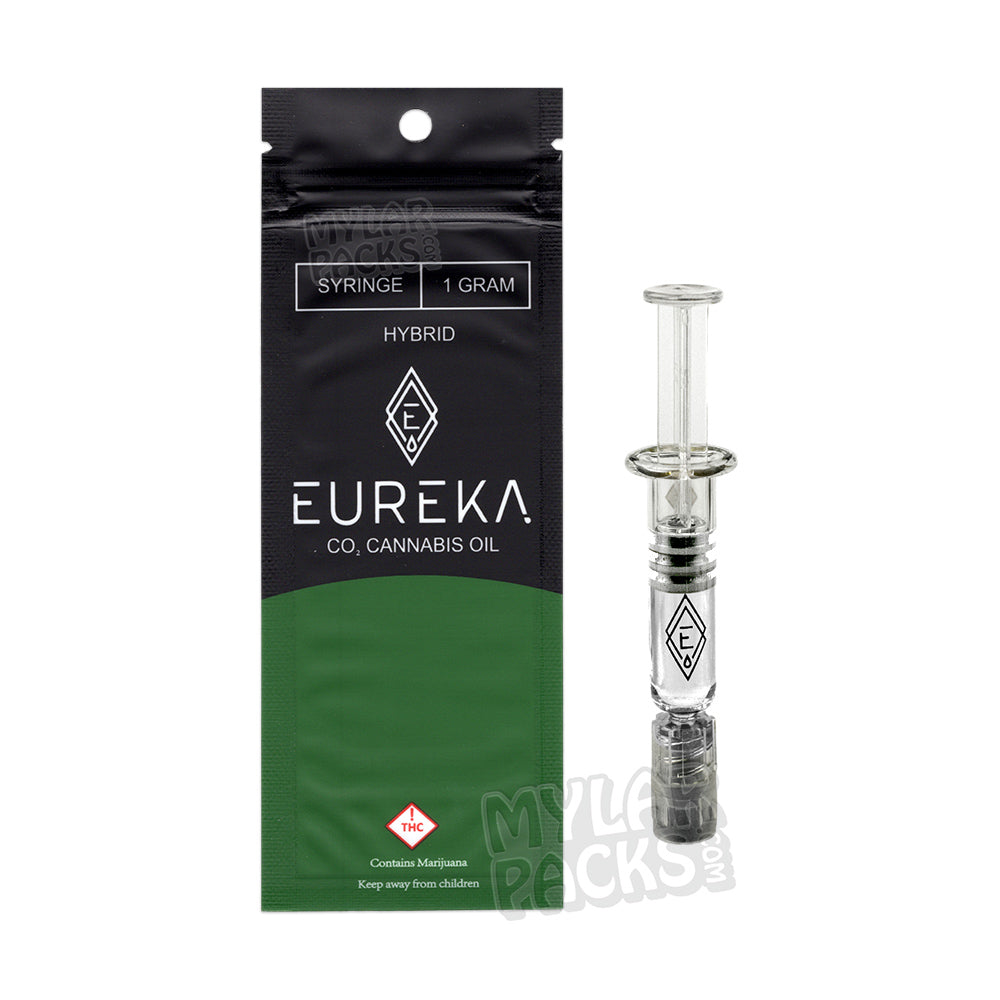 Bolsa de jeringa de vidrio vacía con émbolo y pegatinas personalizadas de Eureka Concentrates (1 g)