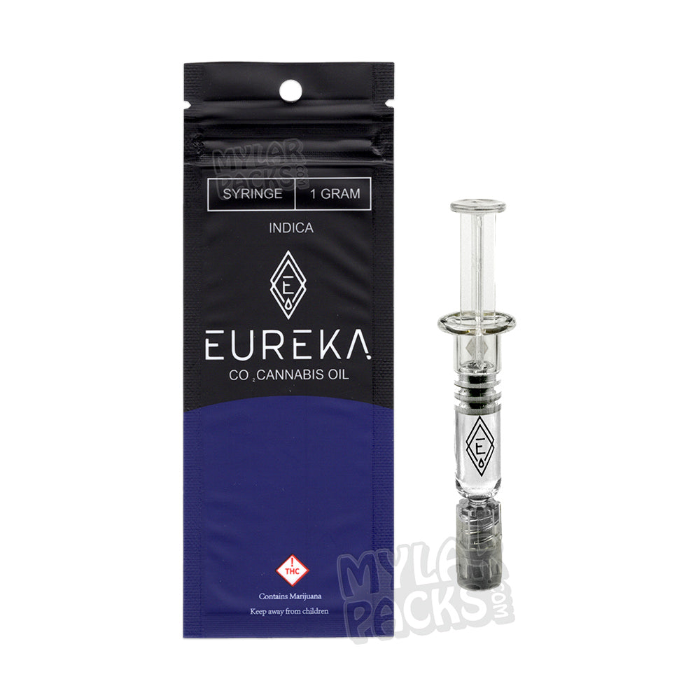 Bolsa de jeringa de vidrio vacía con émbolo y pegatinas personalizadas de Eureka Concentrates (1 g)