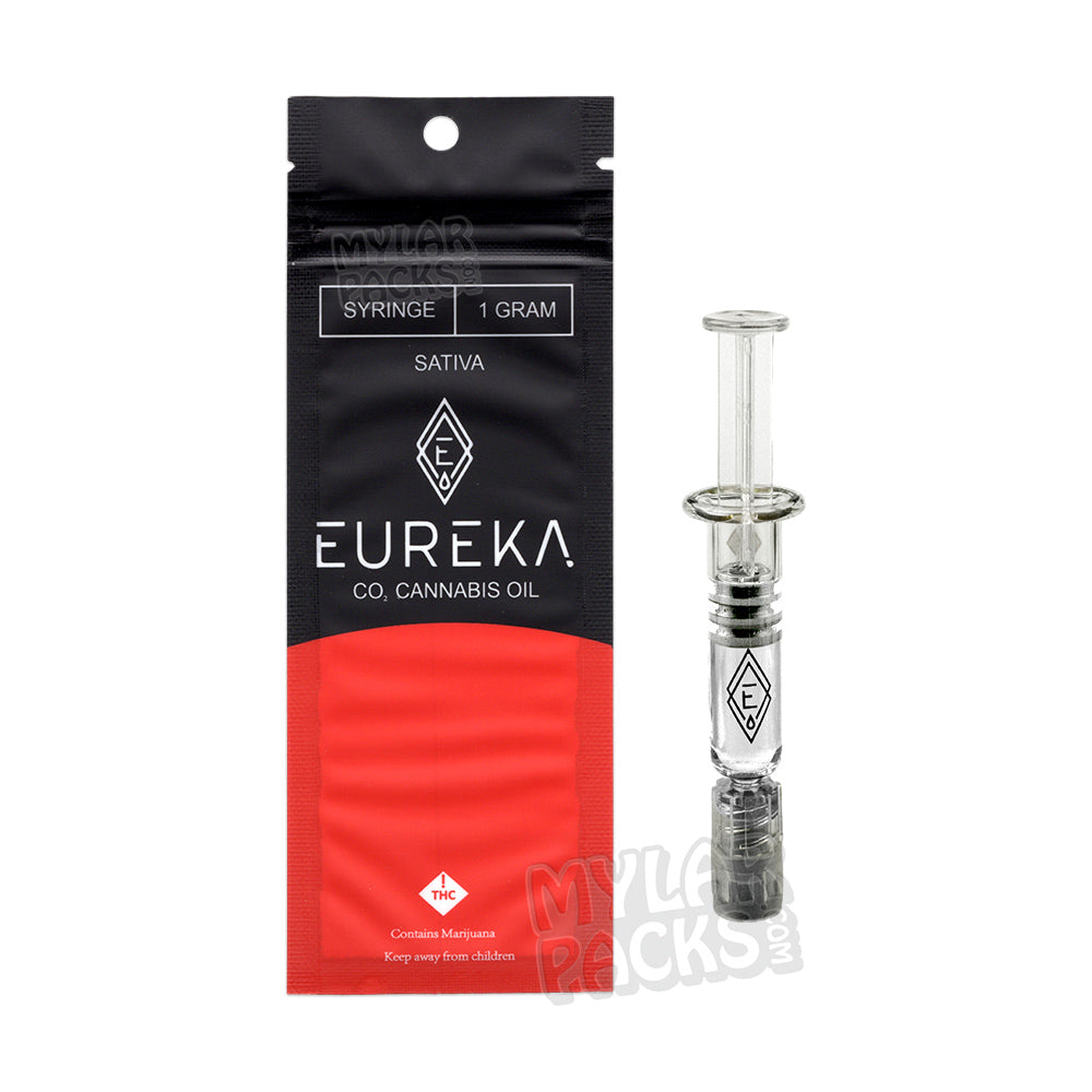 Bolsa de jeringa de vidrio vacía con émbolo y pegatinas personalizadas de Eureka Concentrates (1 g)