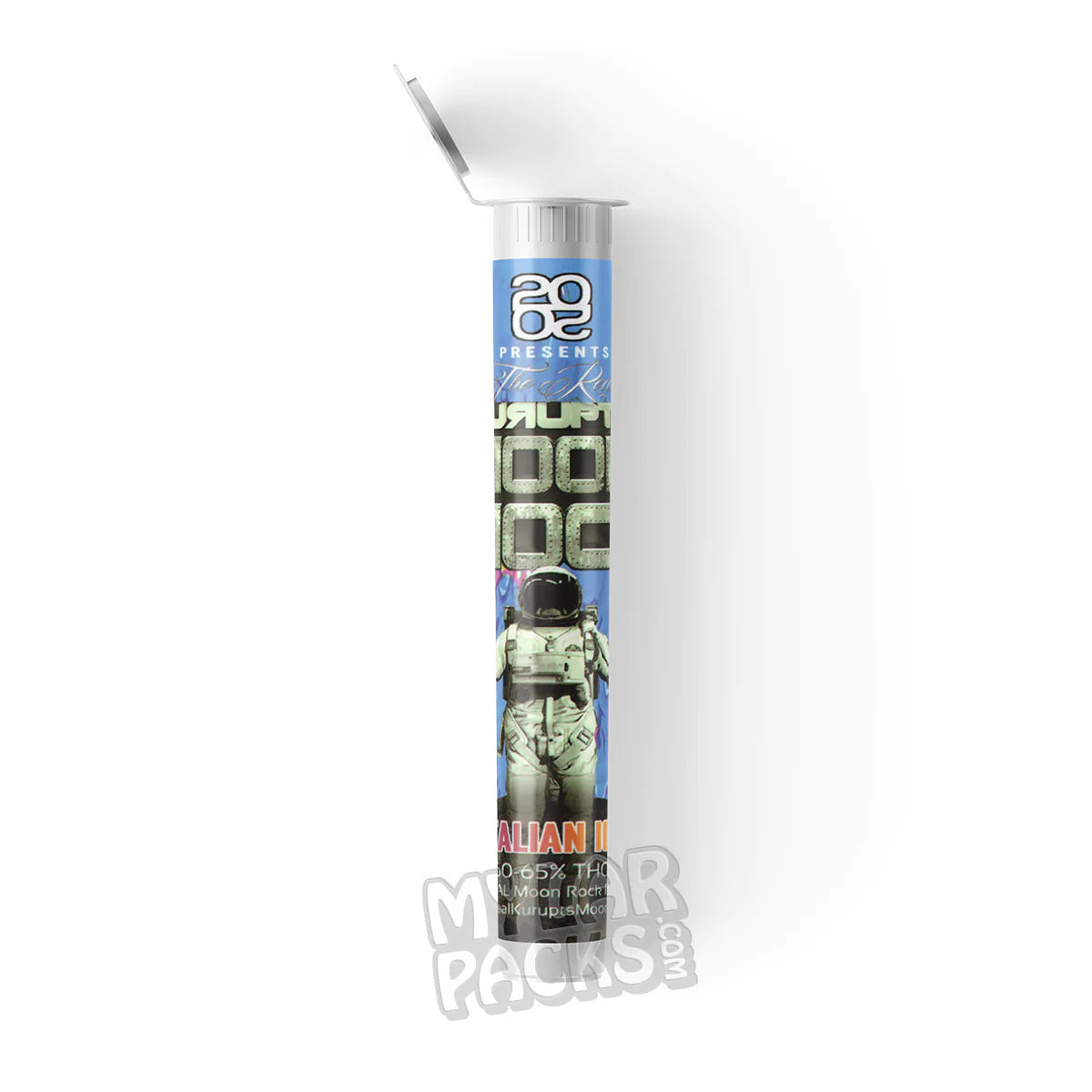 Tubo de plástico duro transparente vacío preenrollado Moon Rock Italian Ice de Kurupt para envasar flores y hierbas