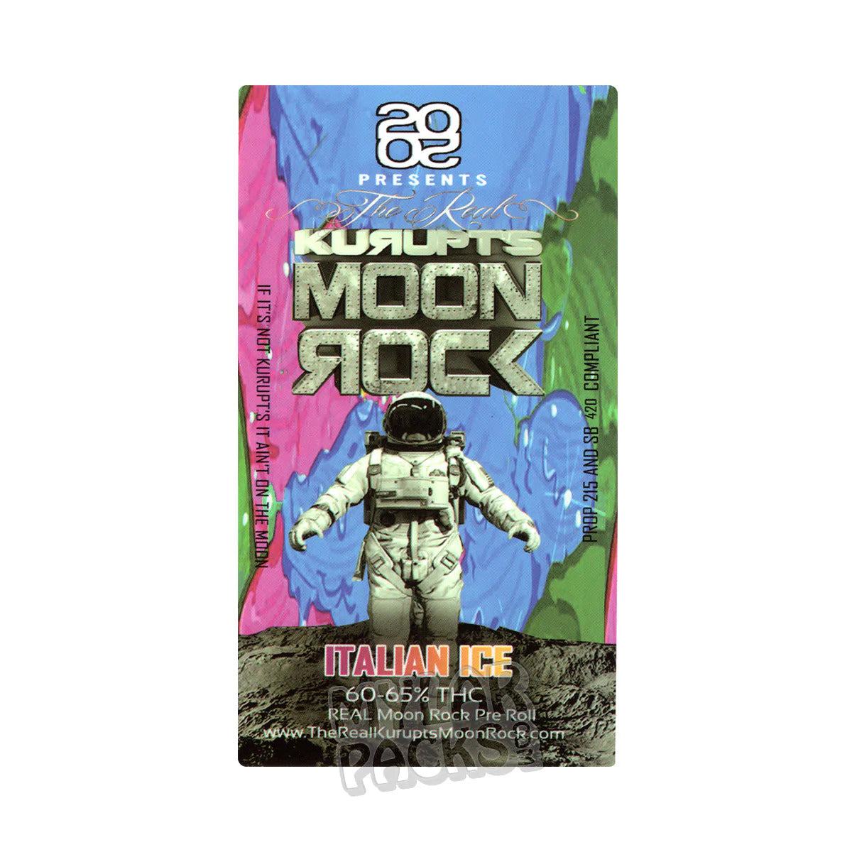 Tubo de plástico duro transparente vacío preenrollado Moon Rock Italian Ice de Kurupt para envasar flores y hierbas