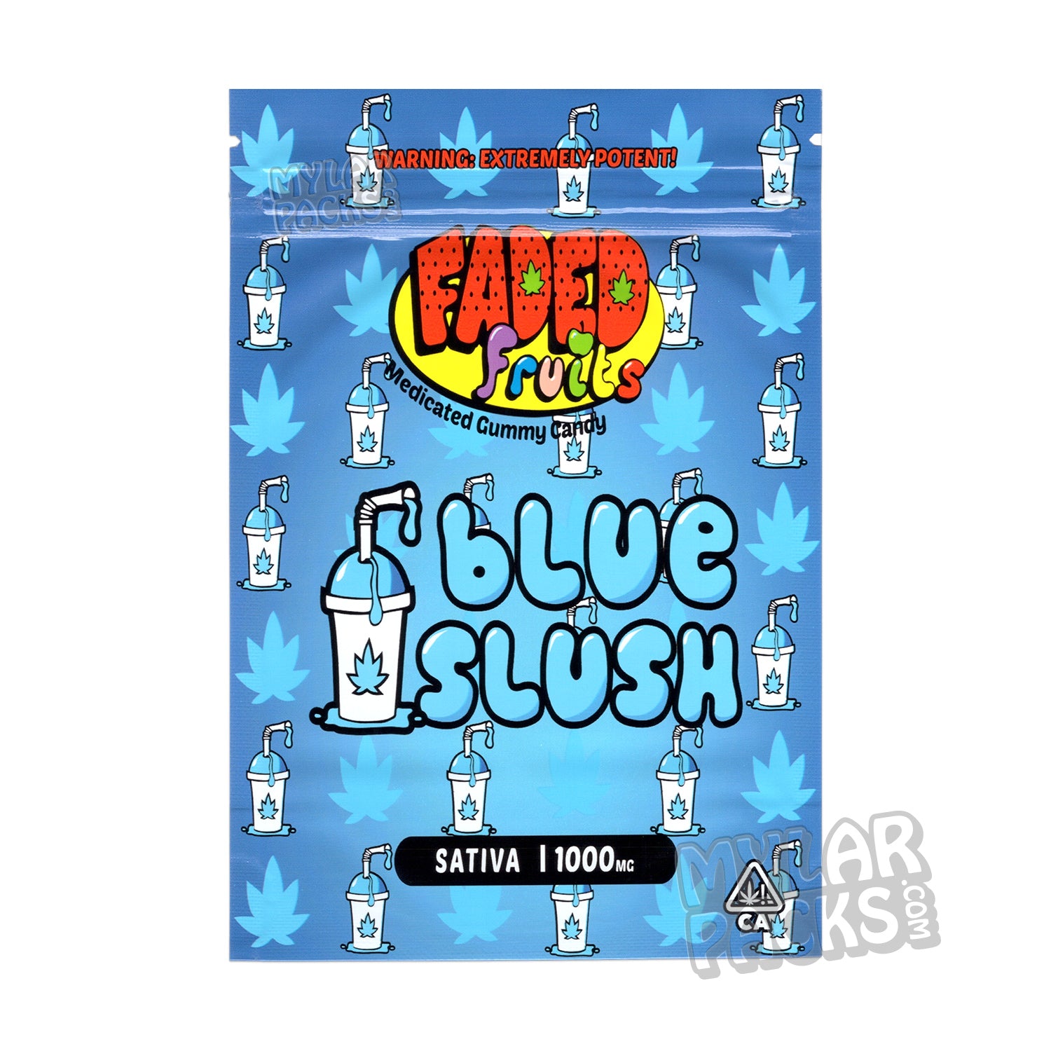 Granizado azul de Faded Fruits, 1000 mg, bolsa de mylar vacía, comestibles, embalaje de dulces
