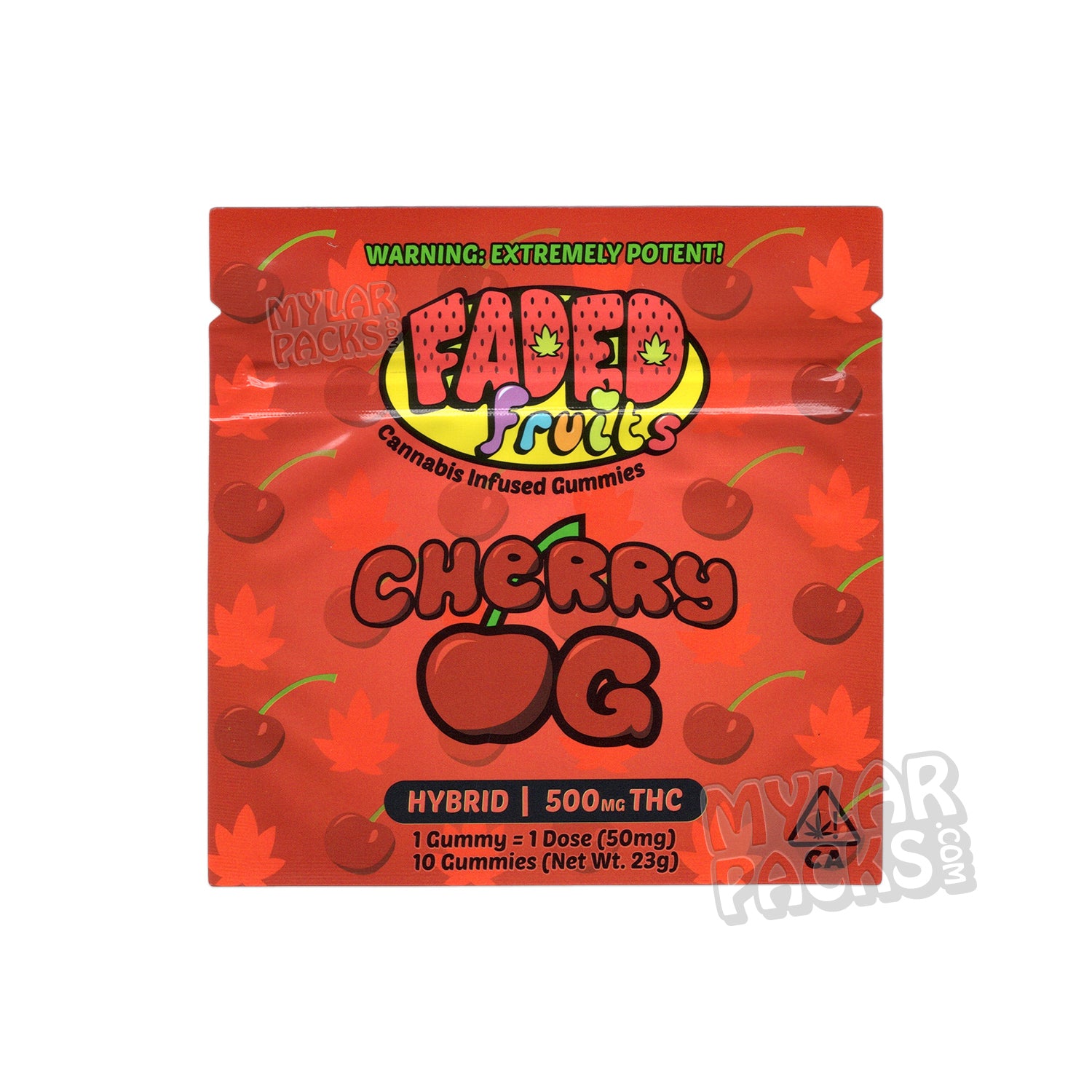 Faded Fruits Cherry OG 500 mg Bolsa de Mylar vacía Envase de dulces comestibles