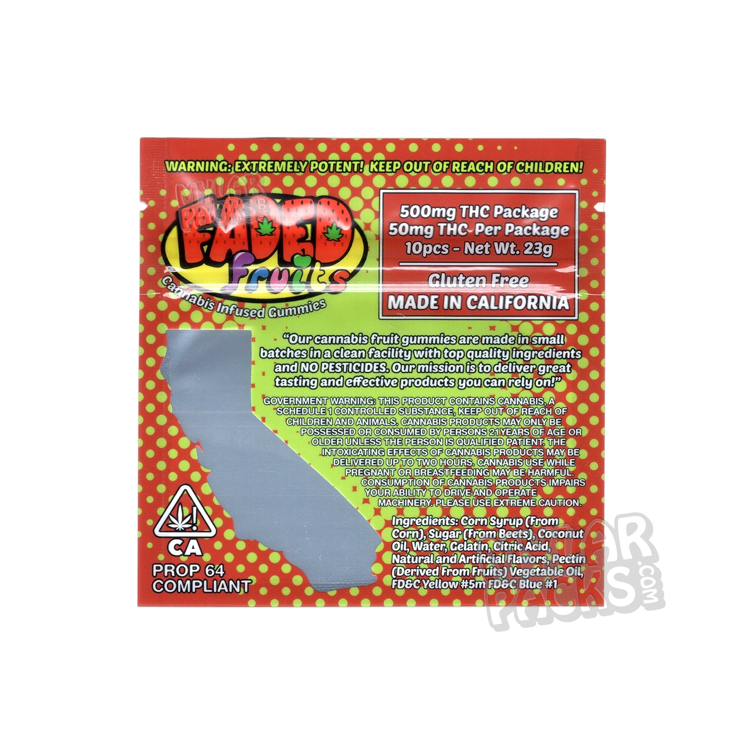 Faded Fruits Cherry Limeade 500 mg Bolsa de Mylar vacía Comestibles Envase de dulces