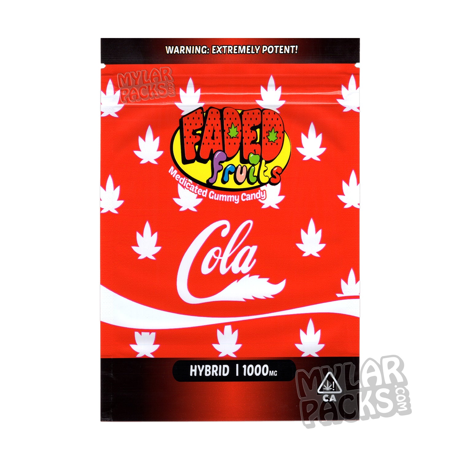 Bolsa de Mylar vacía de Faded Fruits Cola de 1000 mg, comestible, para dulces