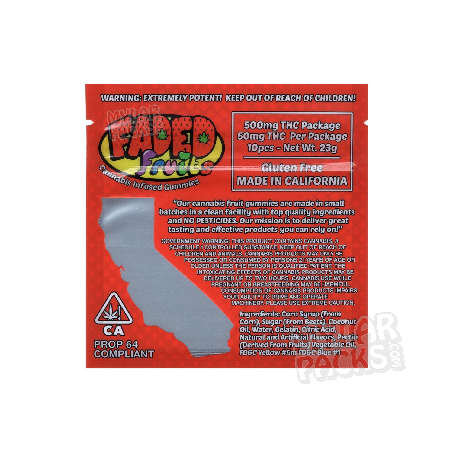 Ponche hawaiano de frutas marchitas, 500 mg, bolsa de mylar vacía, comestibles, empaque de dulces