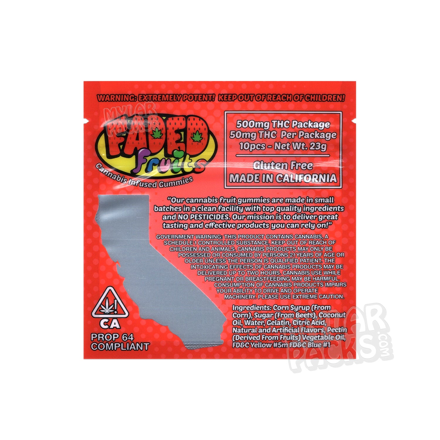 Frutos descoloridos Strawnana 500 mg Bolsa de Mylar vacía Envase de dulces comestibles