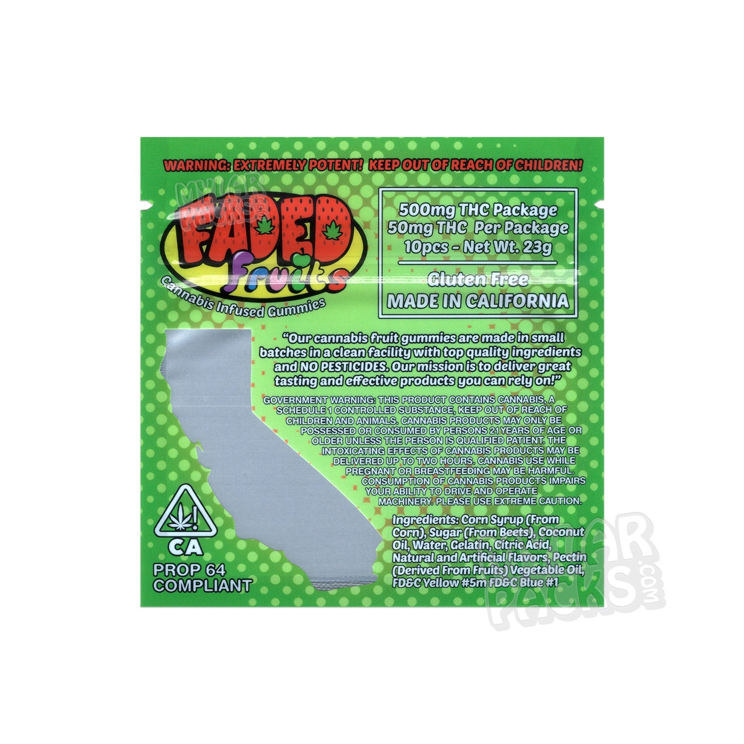 Bolsa de Mylar vacía de Faded Fruits Sandía Zkittlez de 500 mg, empaque para dulces comestibles