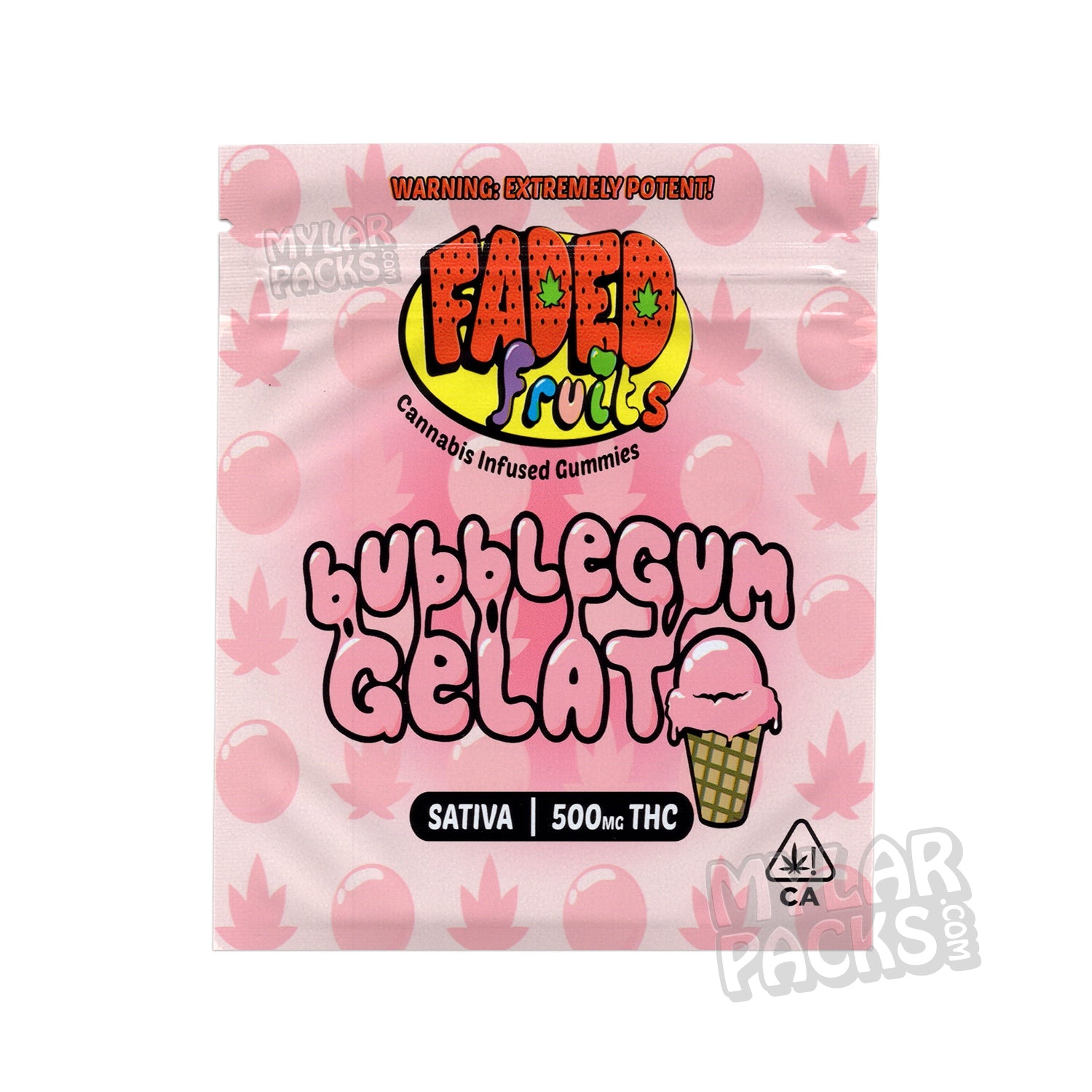 Gelato de chicle Faded Fruits de 500 mg, gomitas vacías, bolsa de mylar, envase comestible